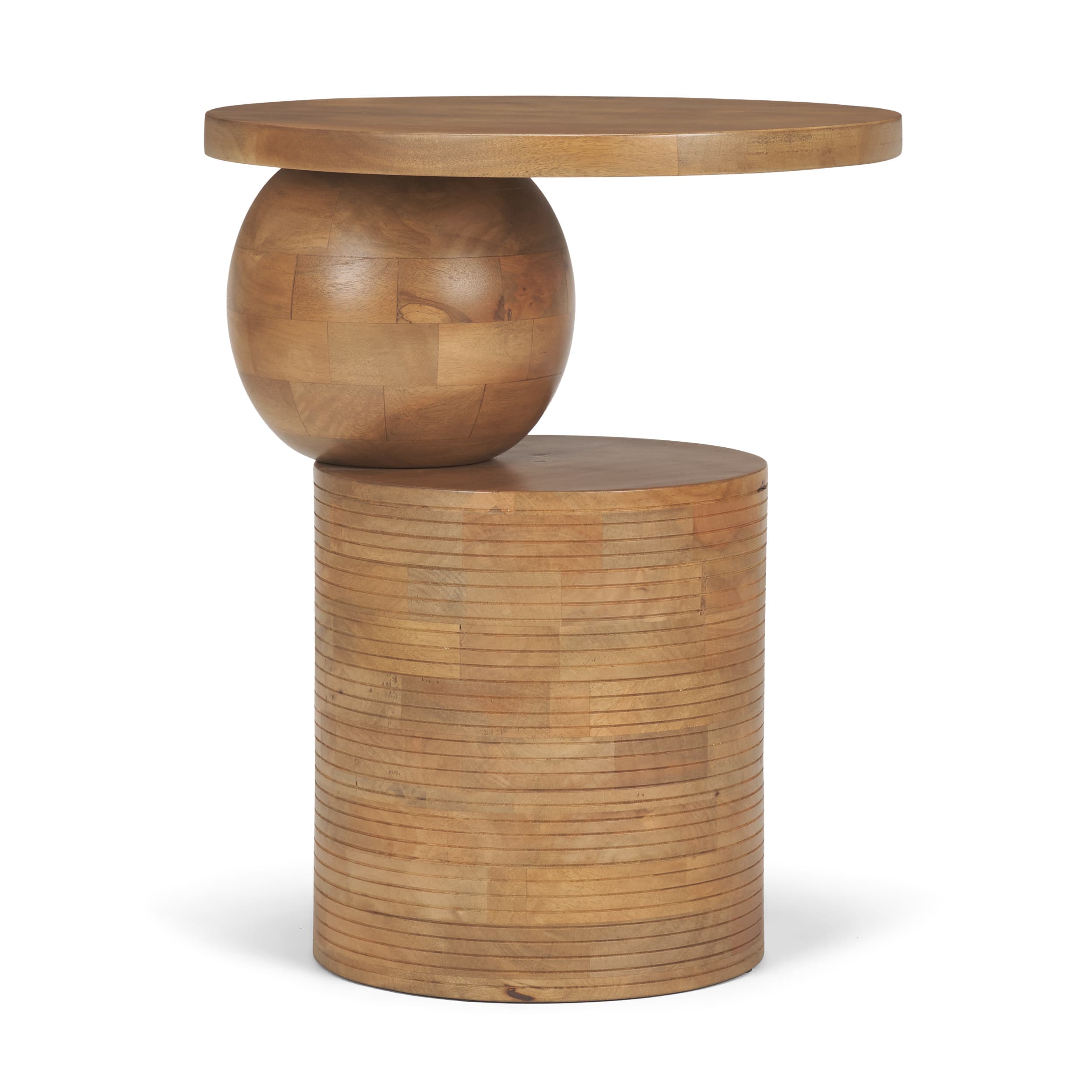 Stack Light Brown Wood Geometric Accent Table — product photograph