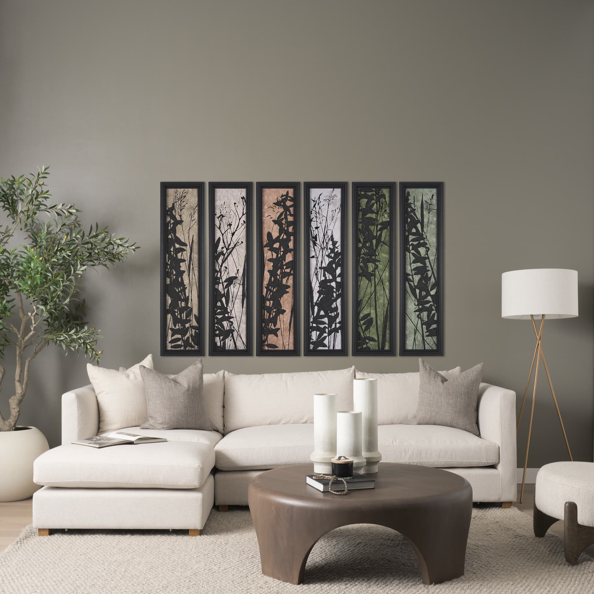 Etched Silouette I by Mercana Studio a Hand Embellished Textured Framed Art Print — in a styled room