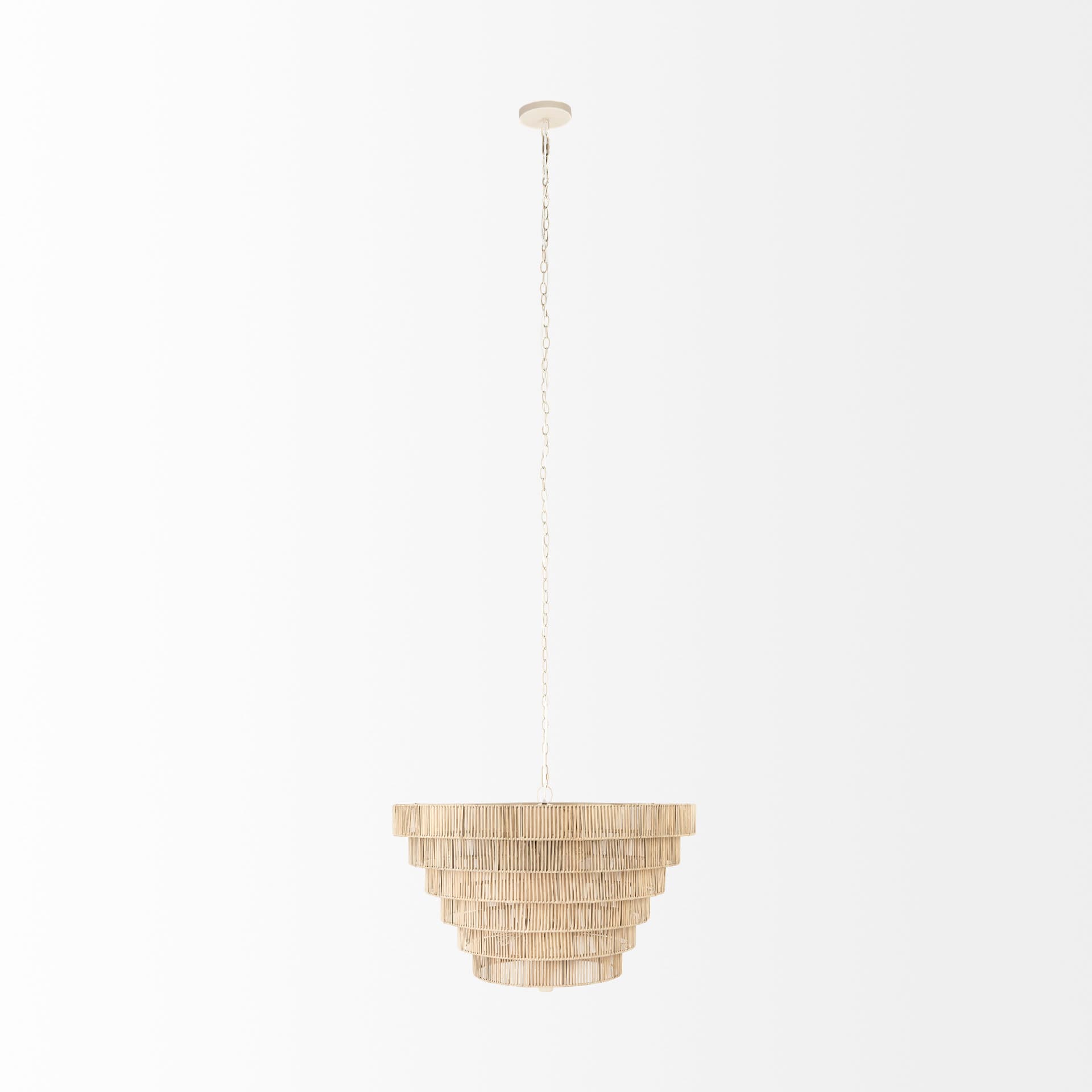 Marimba 40 L x 40 W x 24 H Natural Cane 6 Tier Chandelier — product photograph