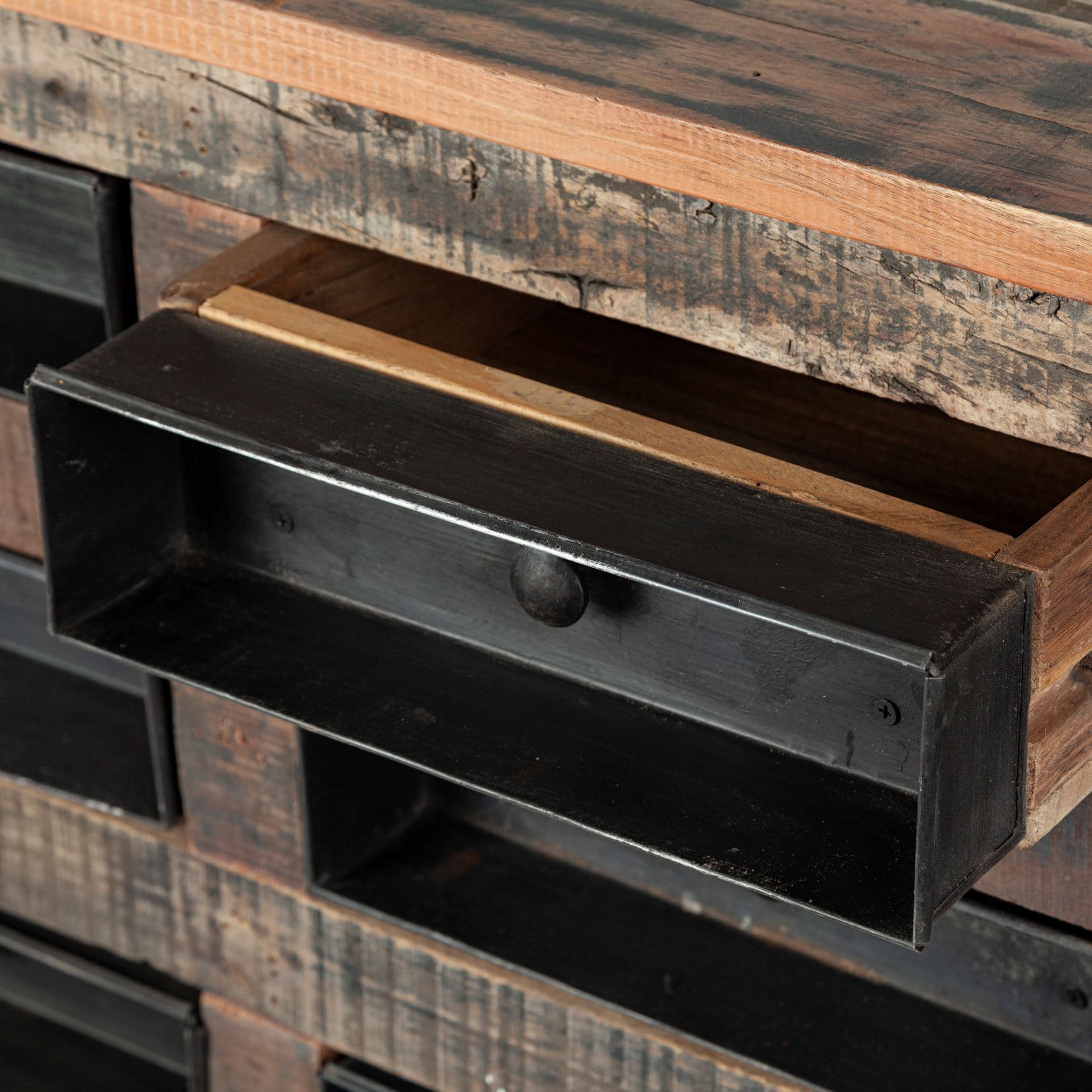 Wilton I 63x16 Reclaimed Wood and Metal 16 Drawer Sideboard — product photograph