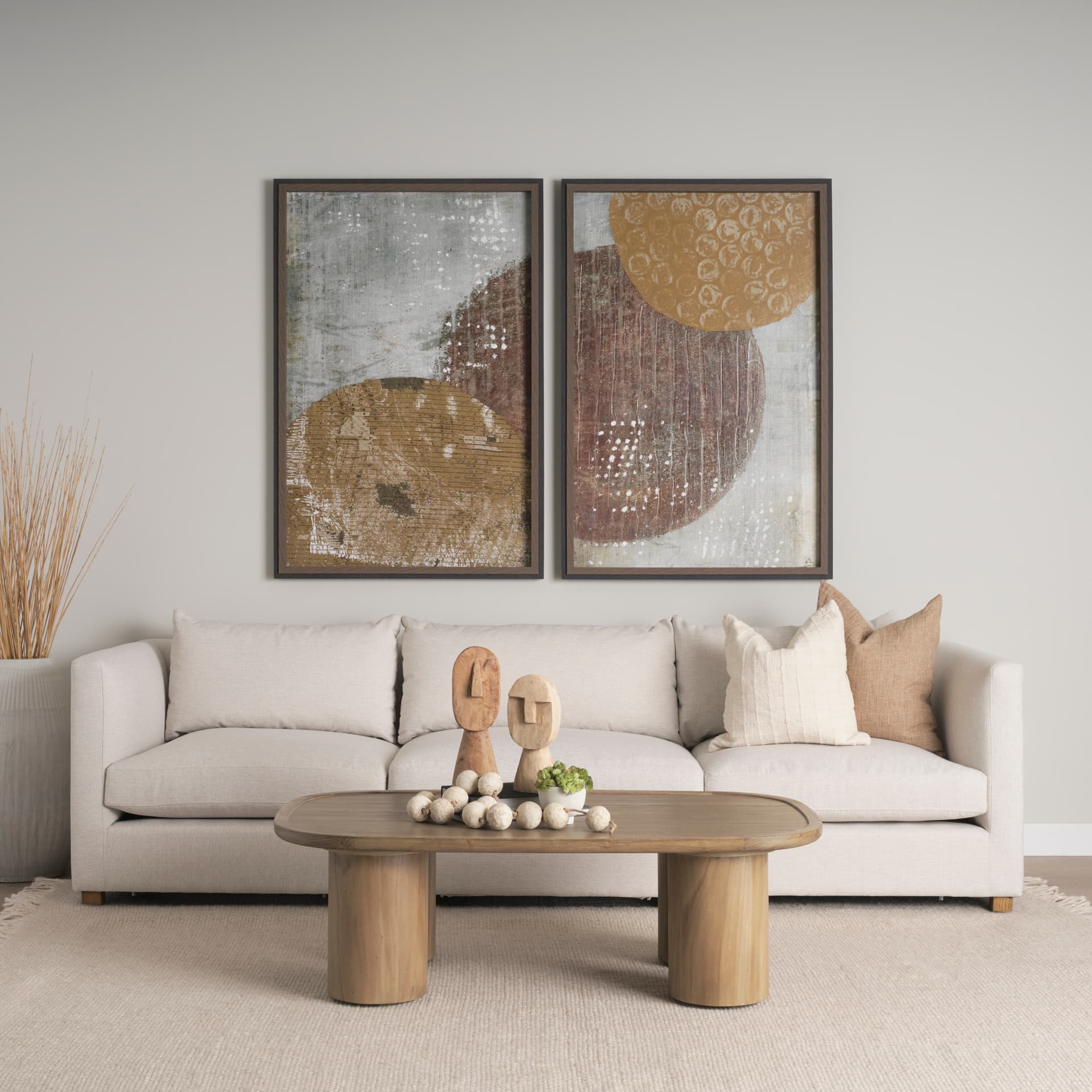 Ivan Large Wooden Head Sculpture — in a styled room