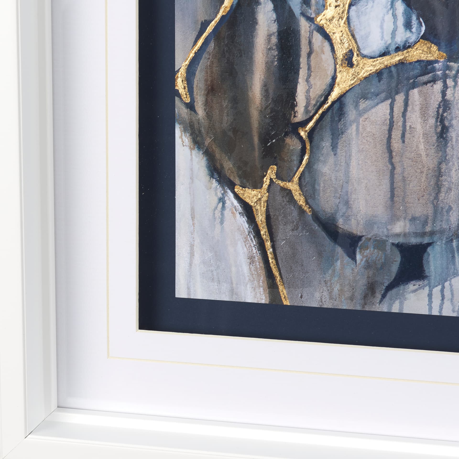 River Rocks by Liz Jardine a Hand Embellished Textured Framed Art Print Matted under Glass — product photograph