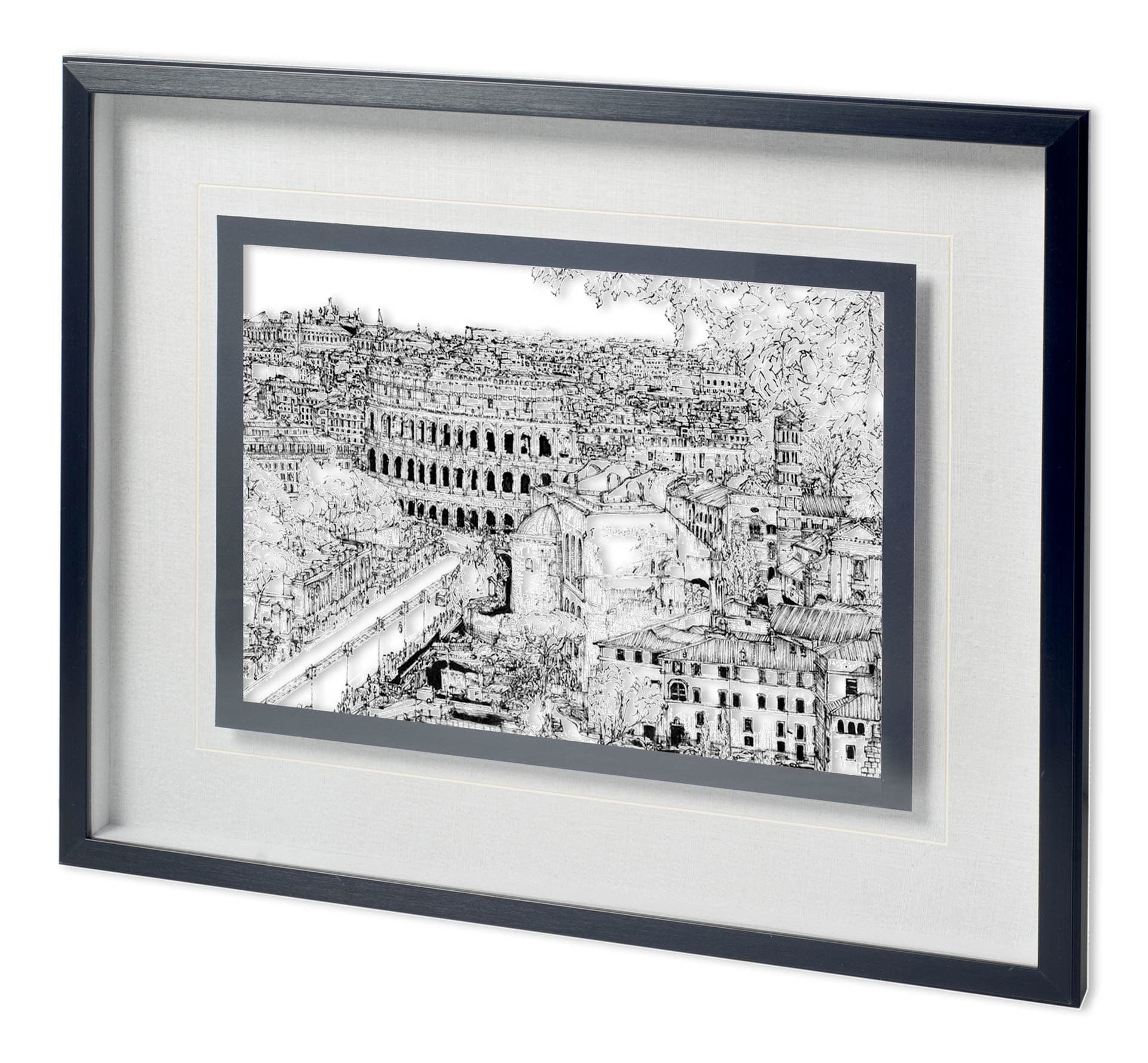 Tour of Europe III by Melissa Wang a Hand Embellished Textured Framed Art Print Matted under Glass — product photograph