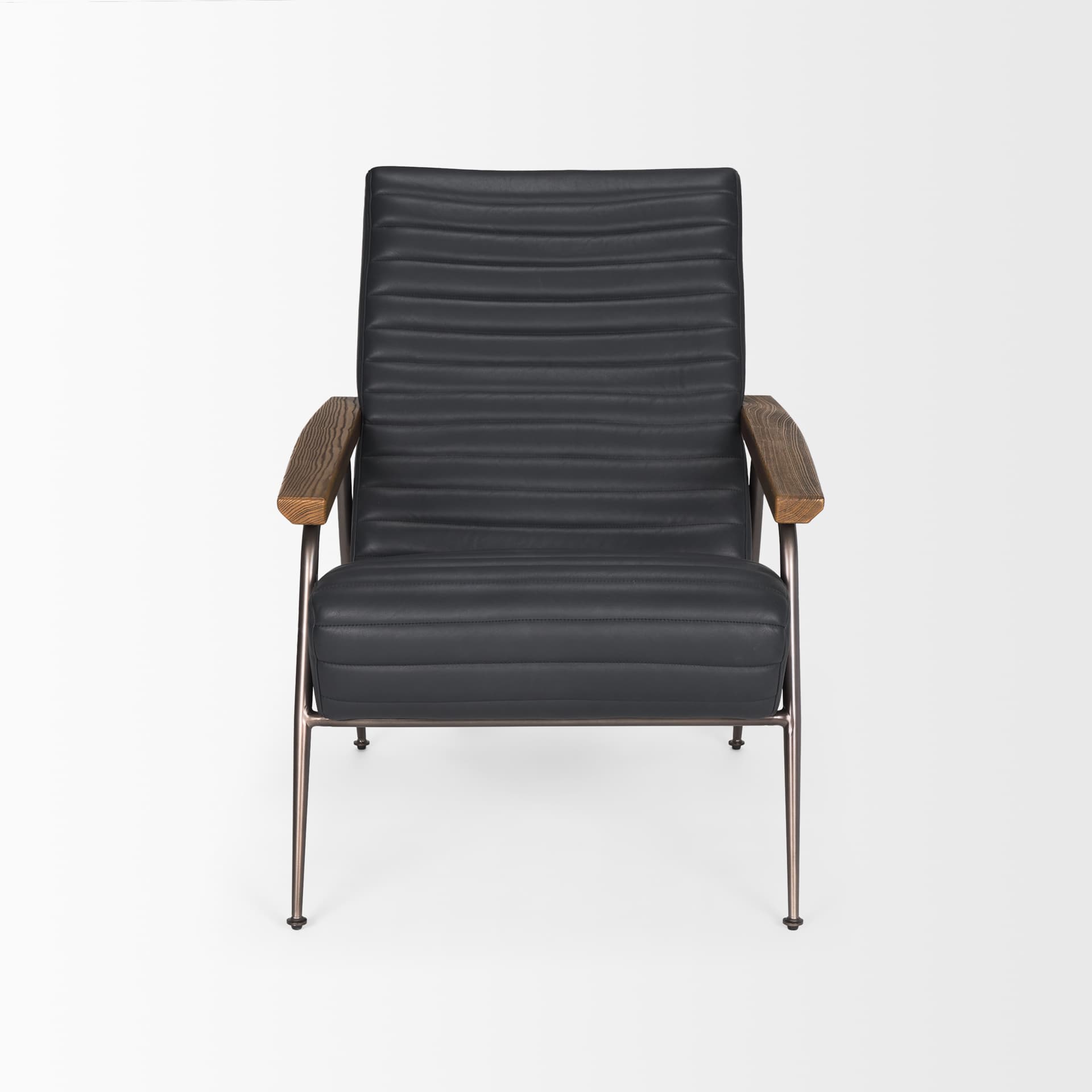 Grosjean Black Leather w/ Black Metal Frame Accent Chair — product photograph