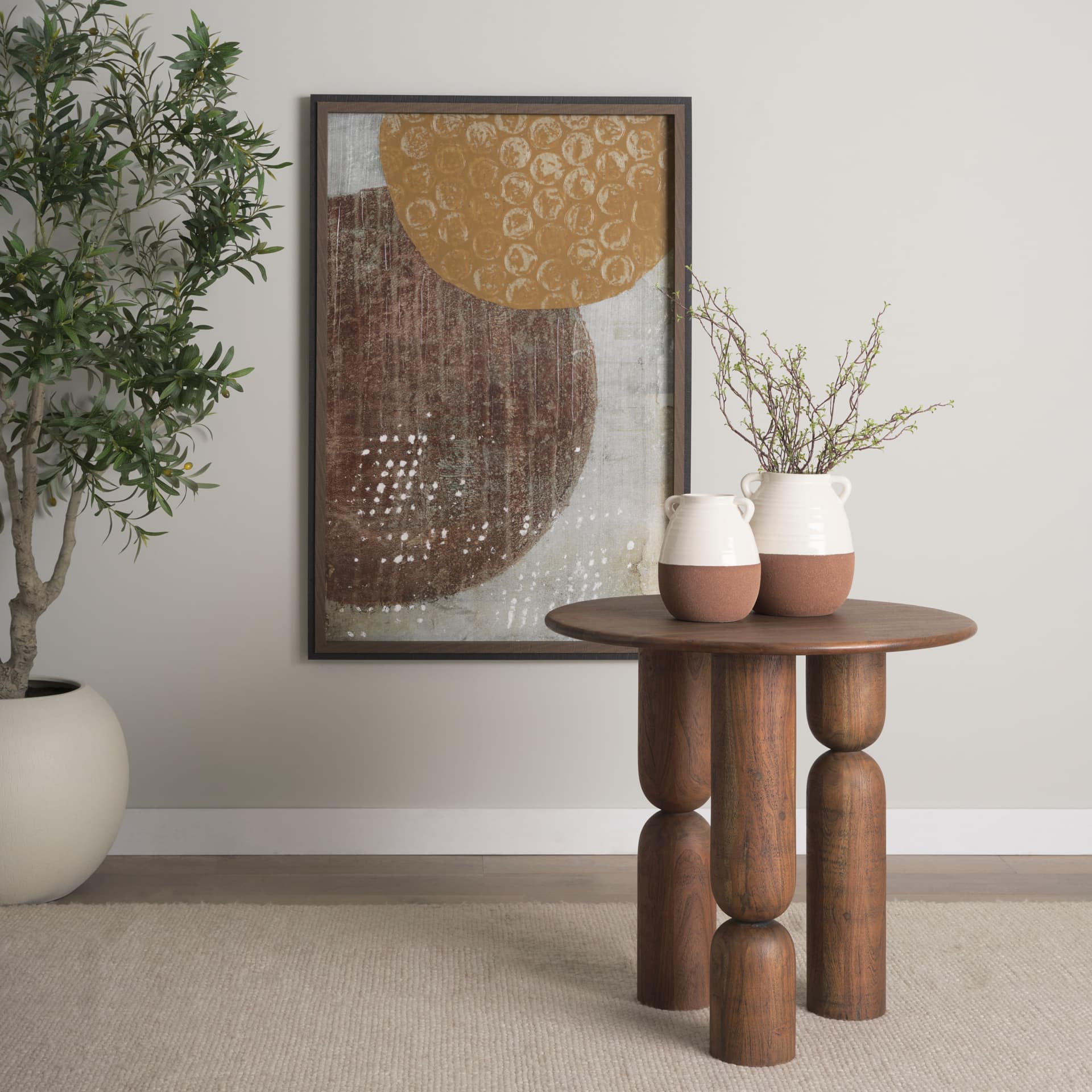 Tryna Small Beige w/ Matte Brown Ceramic Vase — product photograph