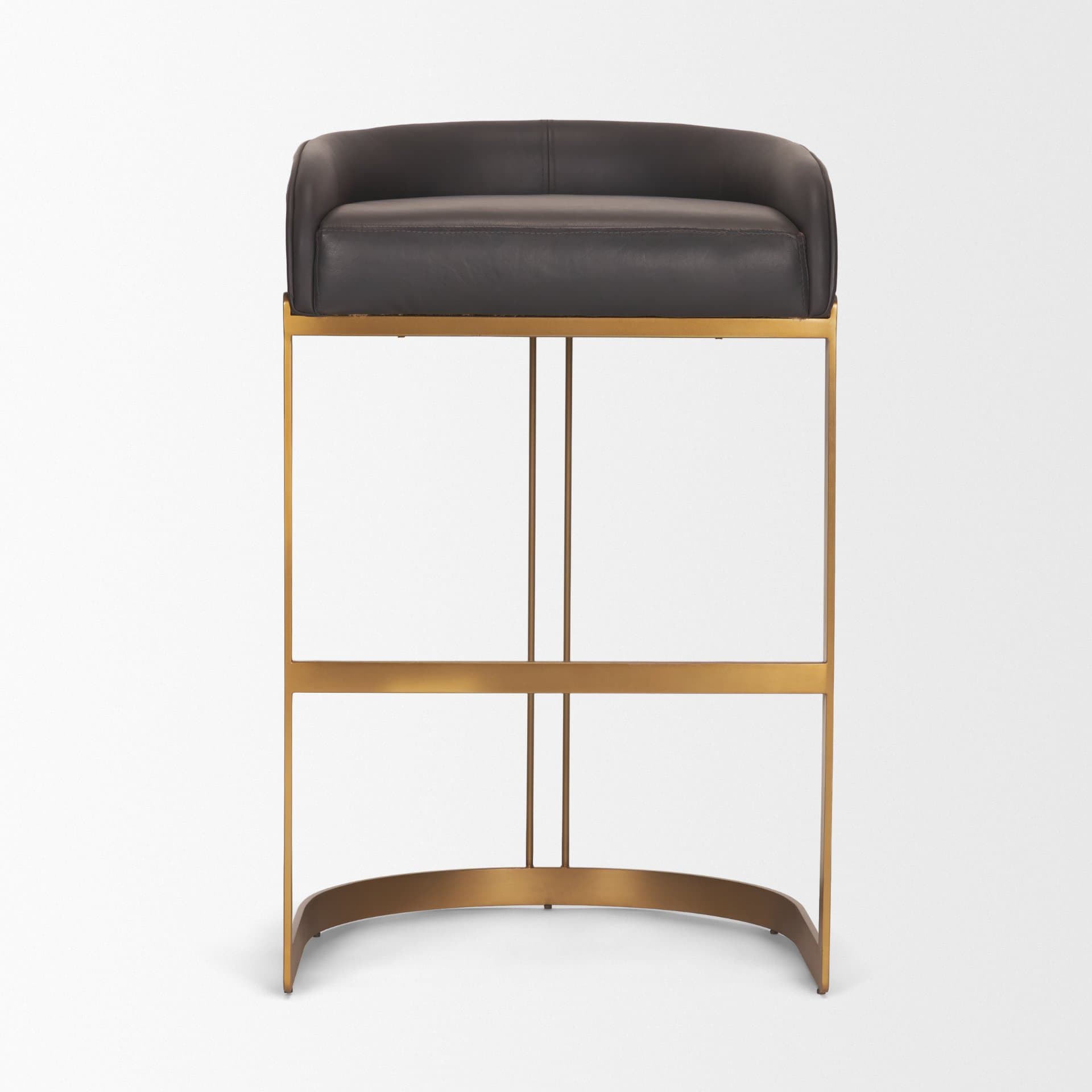 Hollyfield Backless 28.75in Seat Bar Stool | Brown Charcoal Leather — product photograph