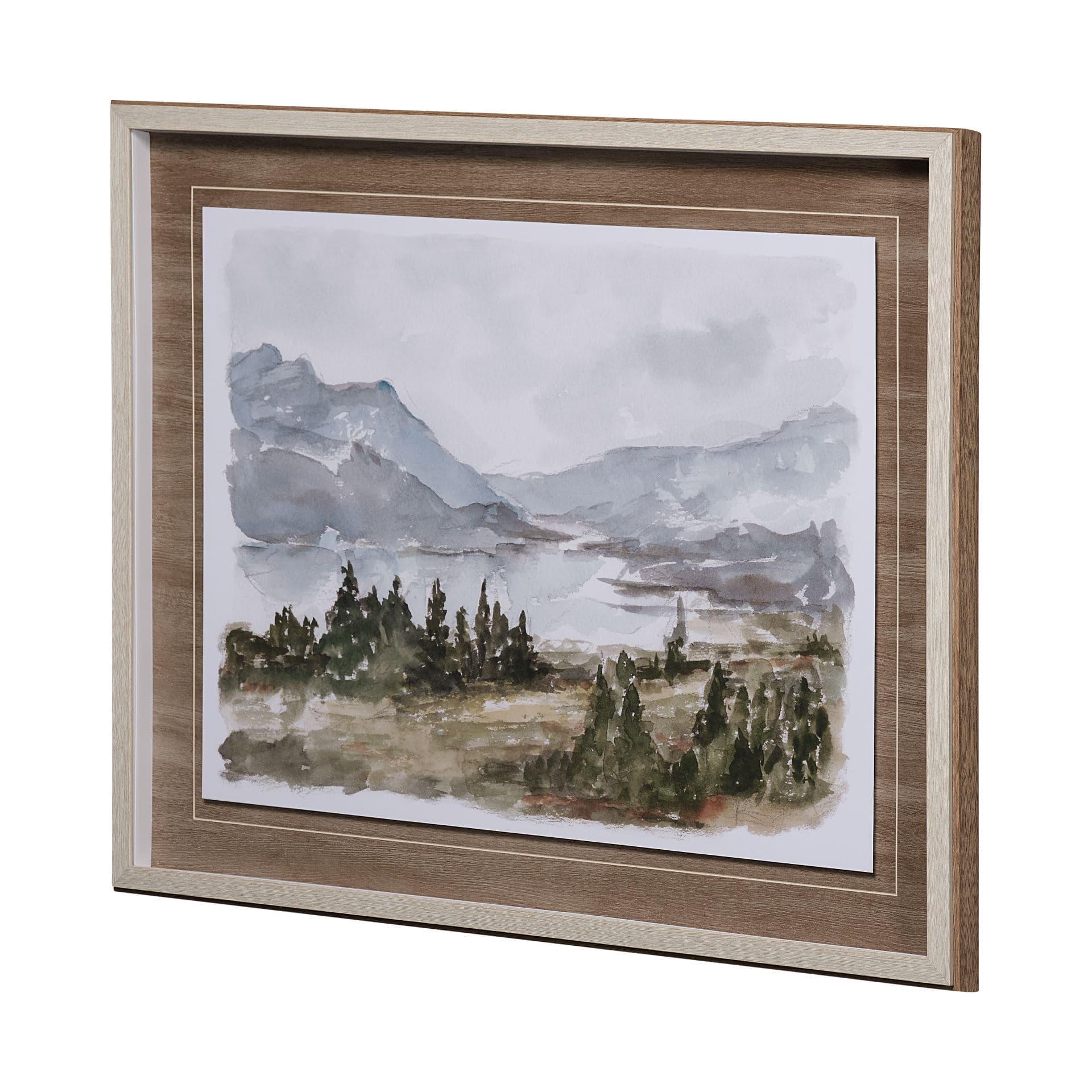 Overcast Reservoir I by Ethan Harper a Hand Embellished Textured Framed Art Print Matted under Glass — product photograph