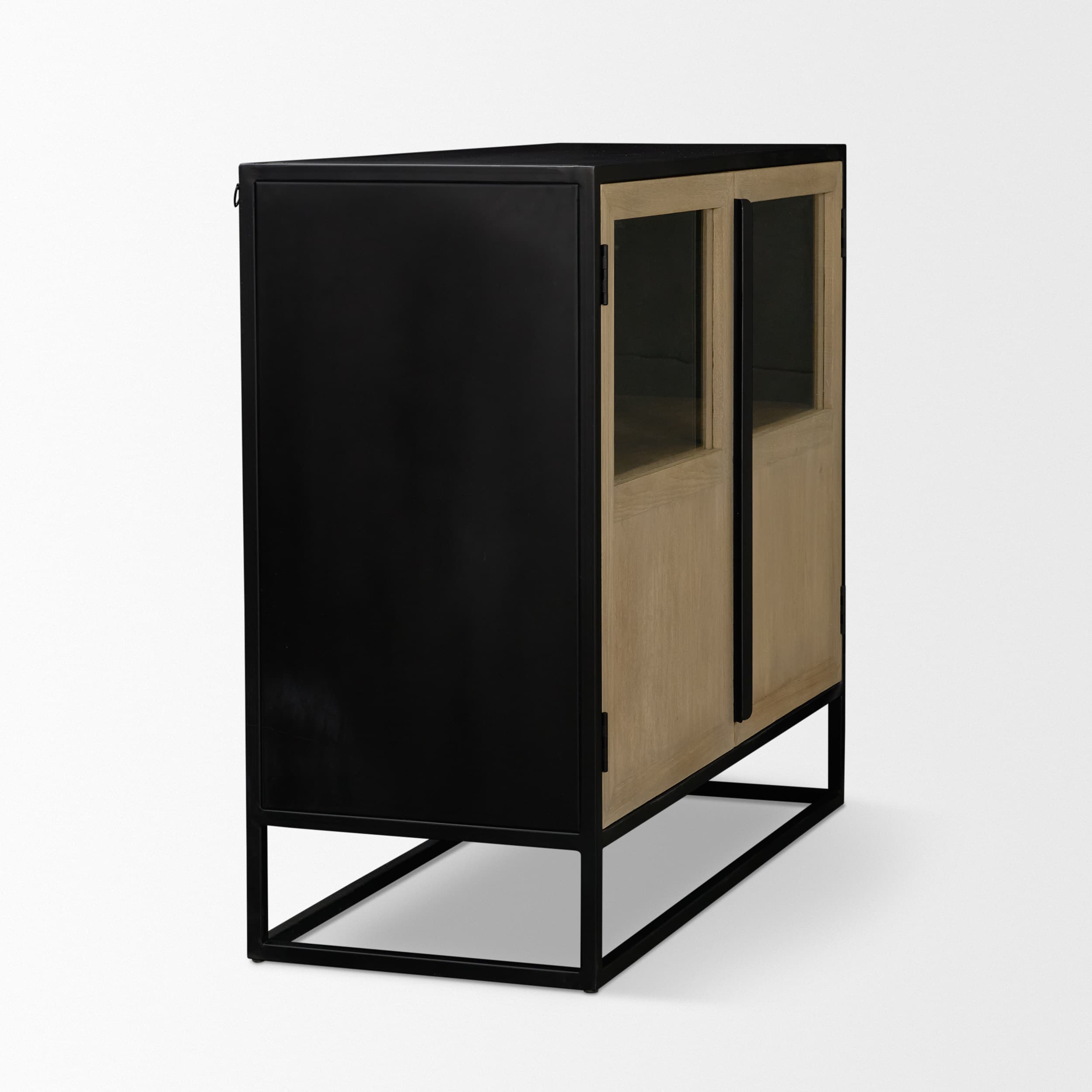 Sloan 40.0W Light Brown W/Black Metal Frame Accent Cabinet — product photograph