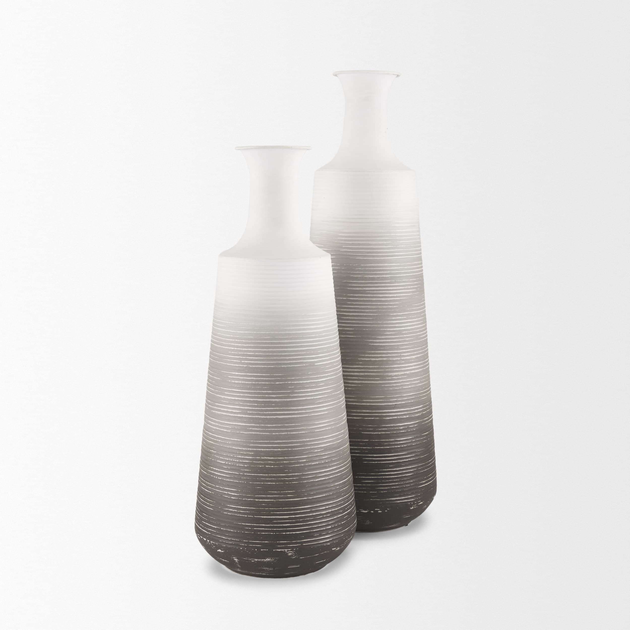 Toru Medium White w/ Grey Ombre Metal Vase — product photograph