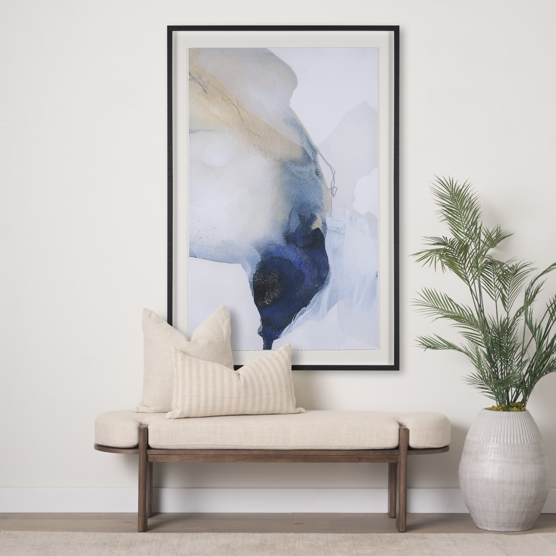 New Beginnings by Ira Havuka a Hand Embellished Framed Art Print Matted under Glass — in a styled room