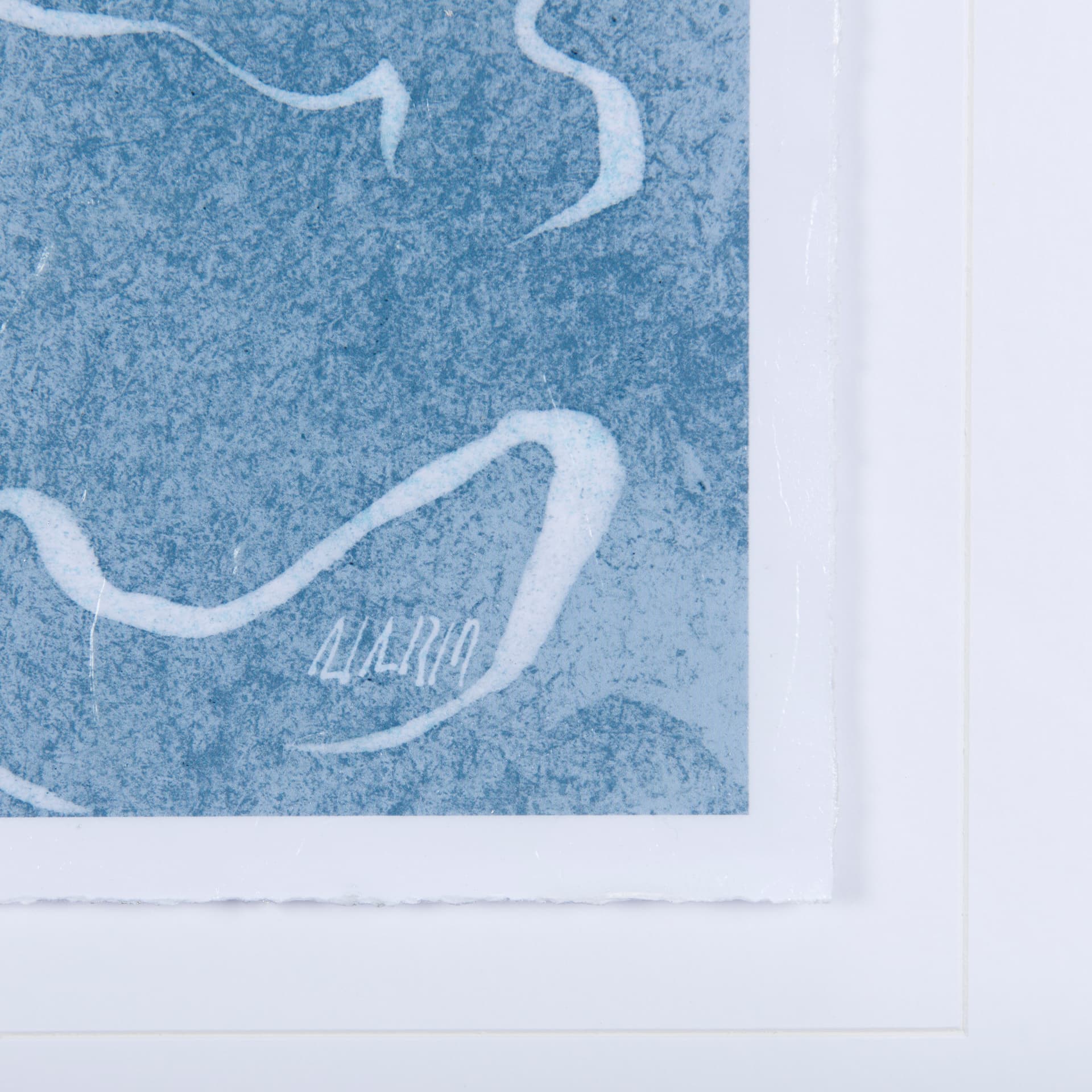 Thread Blue II by Mercana Studio a Hand Embellished Textured Framed Art Print Matted under Glass — product photograph