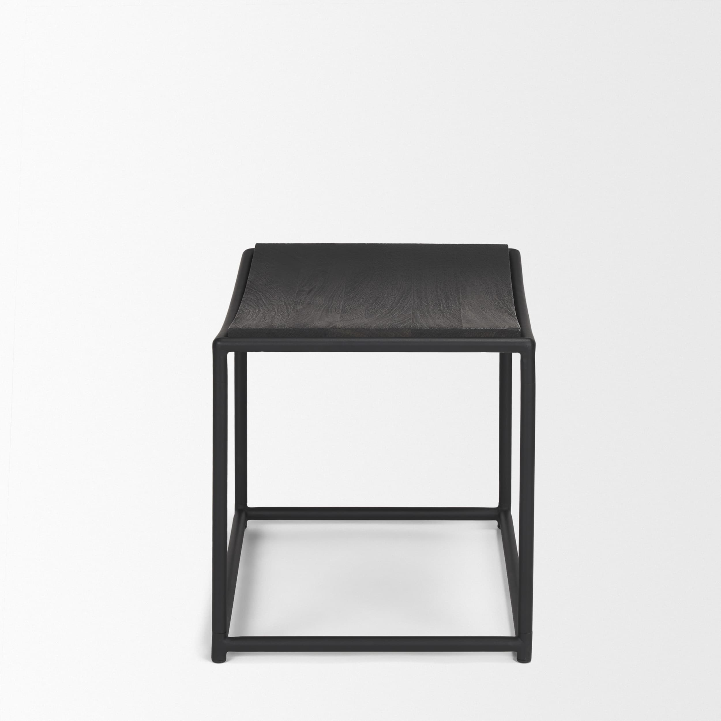 Taniel Textured Black Wood w/ Black Metal Stool — product photograph