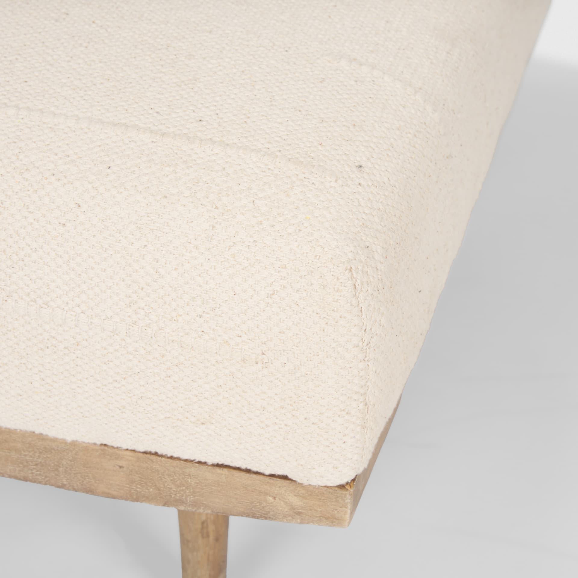 Shae Brown Wood w/ Oatmeal Fabric Ottoman — product photograph