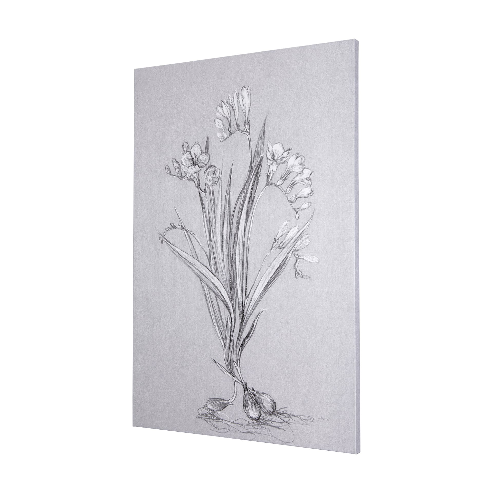 Botanical sketches III (Grey) by Mercana Studio a Hand Embellished Textured Canvas — product photograph