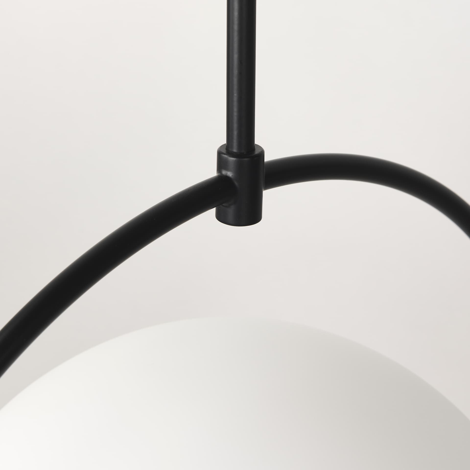 Farrah Frosted Glass Globe set in Matte Black Metal Pendant Ceiling Light — product photograph