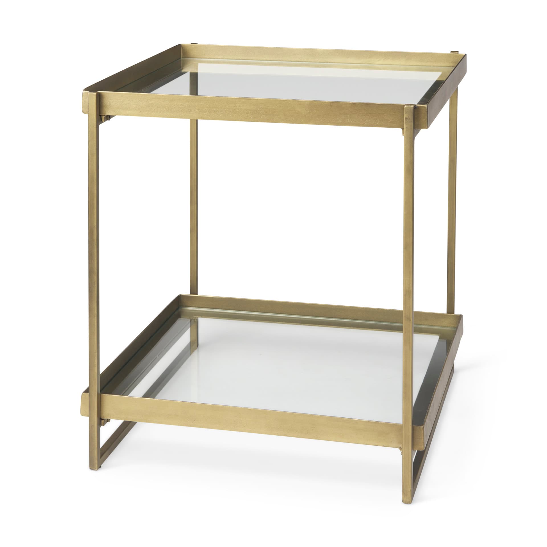 Trey Gold Metal W/Glass Accent Table — product photograph