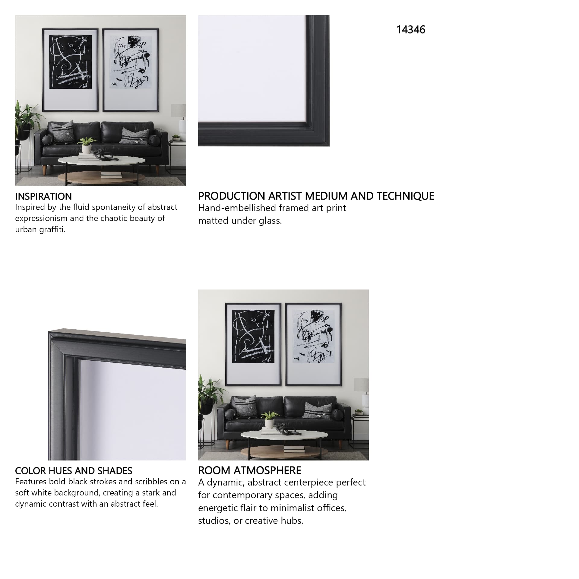 Doodle II by Mercana Studio a Hand Embellished Textured Framed Art Print Matted under Glass — product photograph