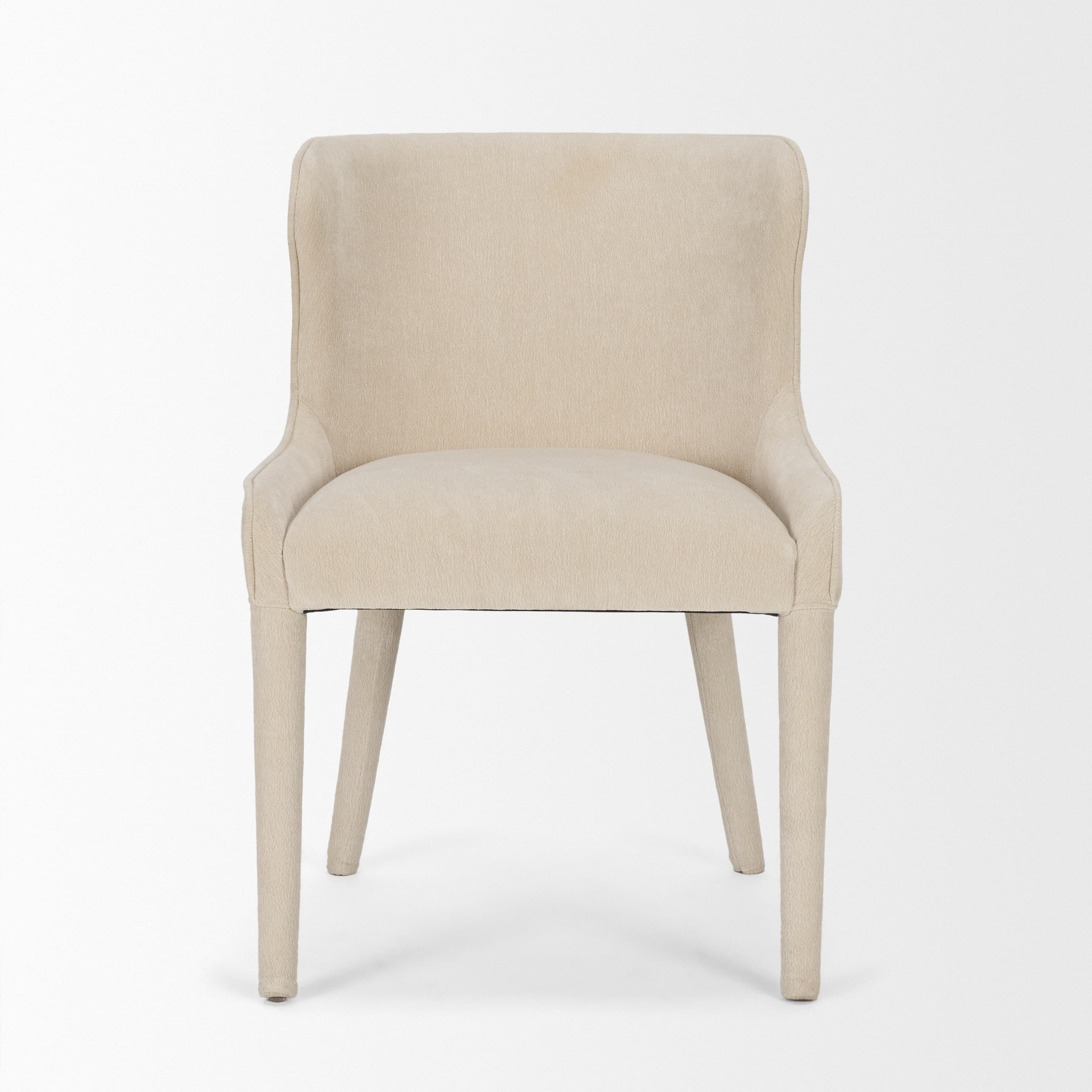 Nolan Wingback Dining Side Chair | Cream Chenille w/ Tapered Wood — product photograph
