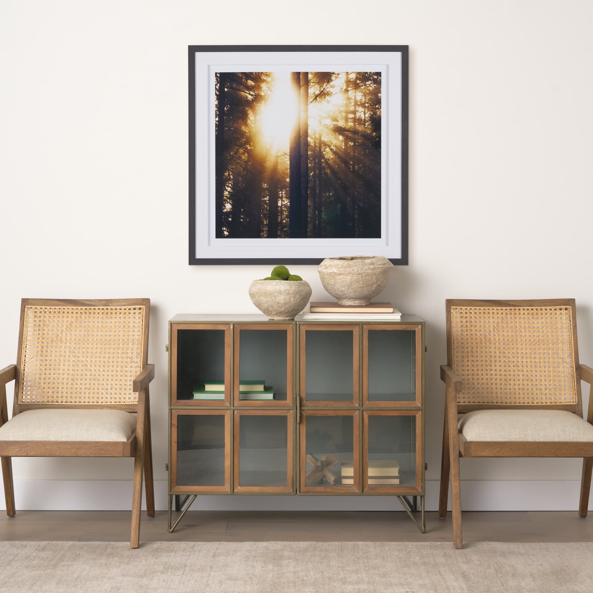 Woodland Glow by Andreas Stridsberg a Hand Embelished Textured Framed Art Photo Matted under Glass — in a styled room
