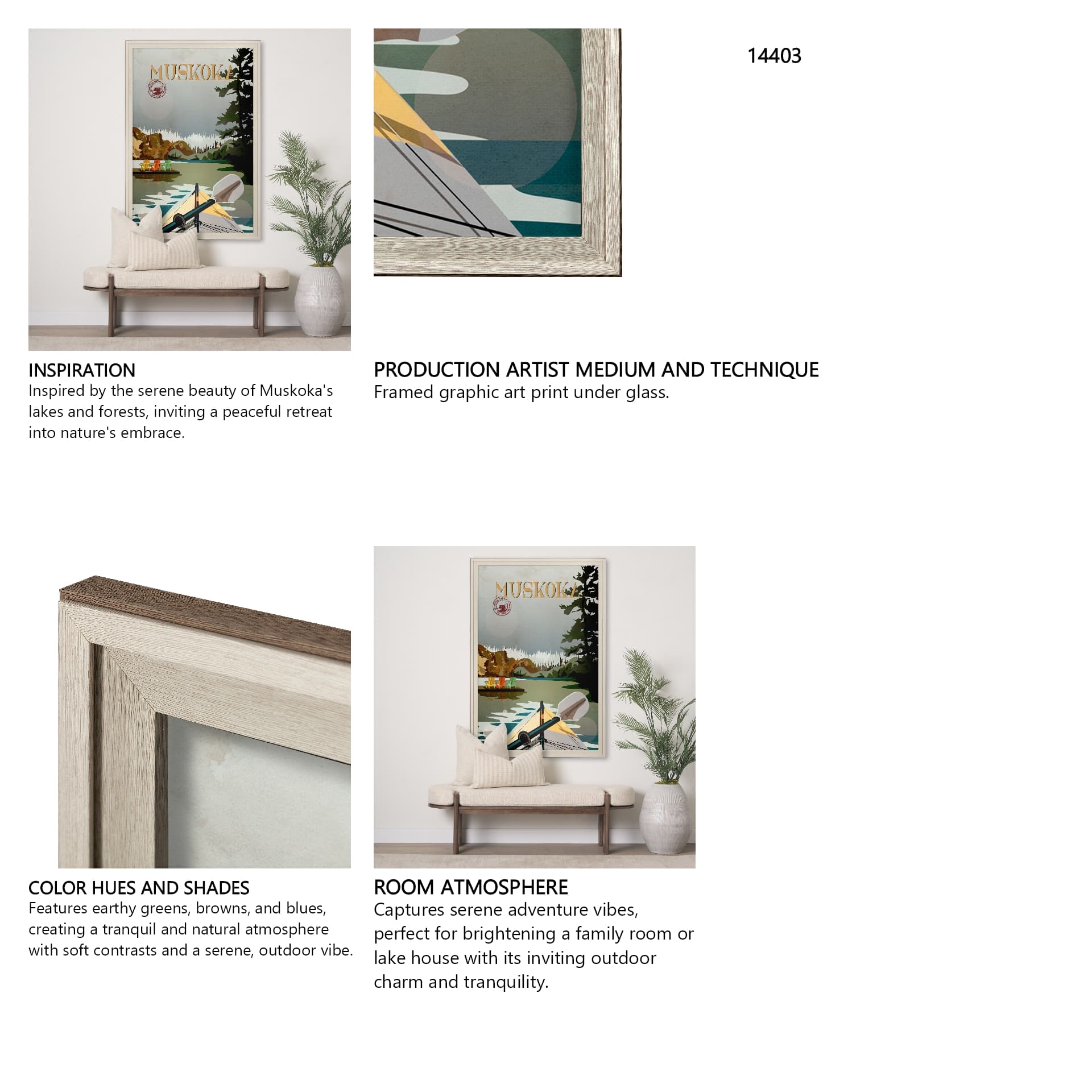 Muskoka Go Canada (XL) by Mercana Studio a Hand Embellished Decograph Framed Art Print under Glass — in a styled room