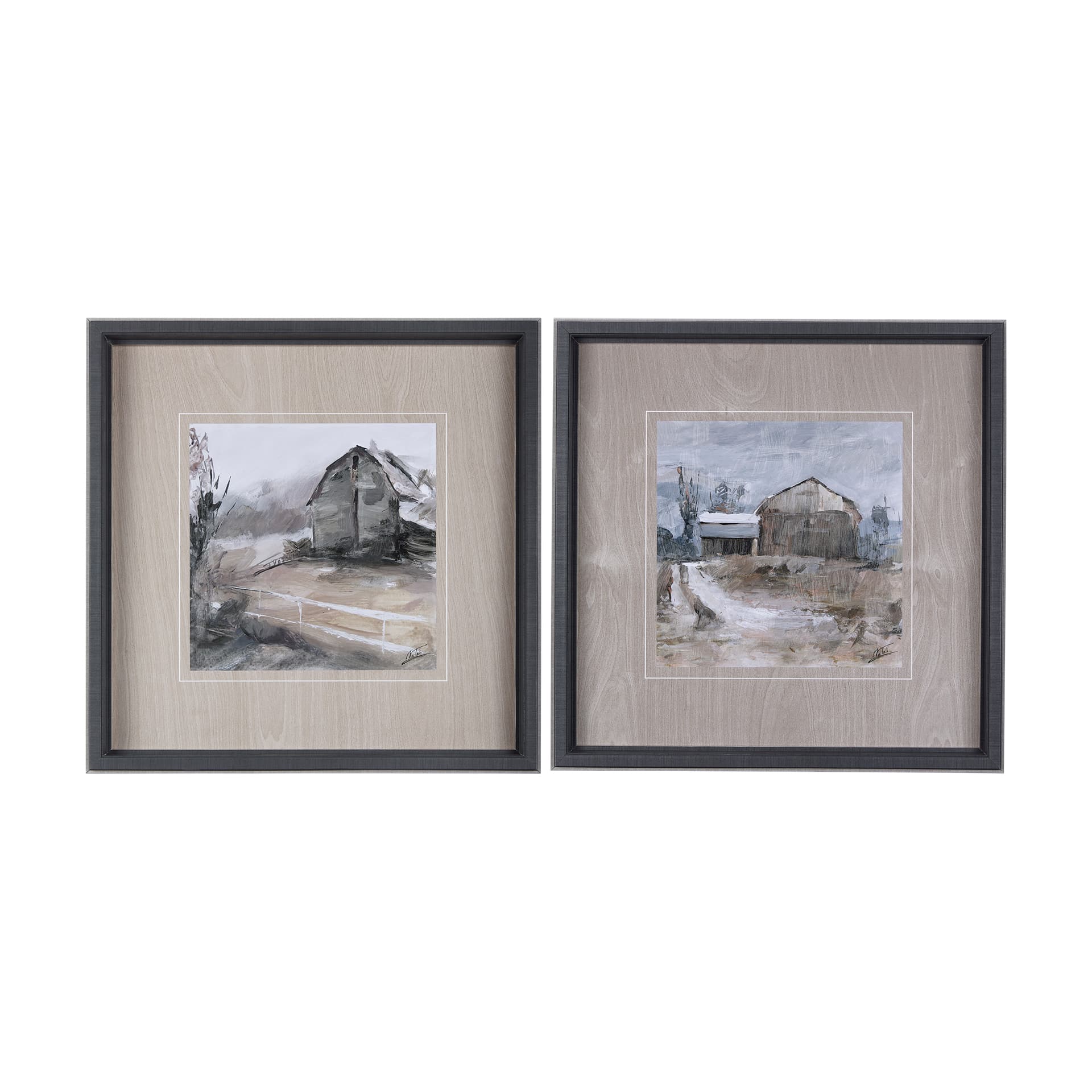 Late Autumn in Countryside II by Mercana Studio Hand Embellished Framed Art Print Matted under Glass — product photograph