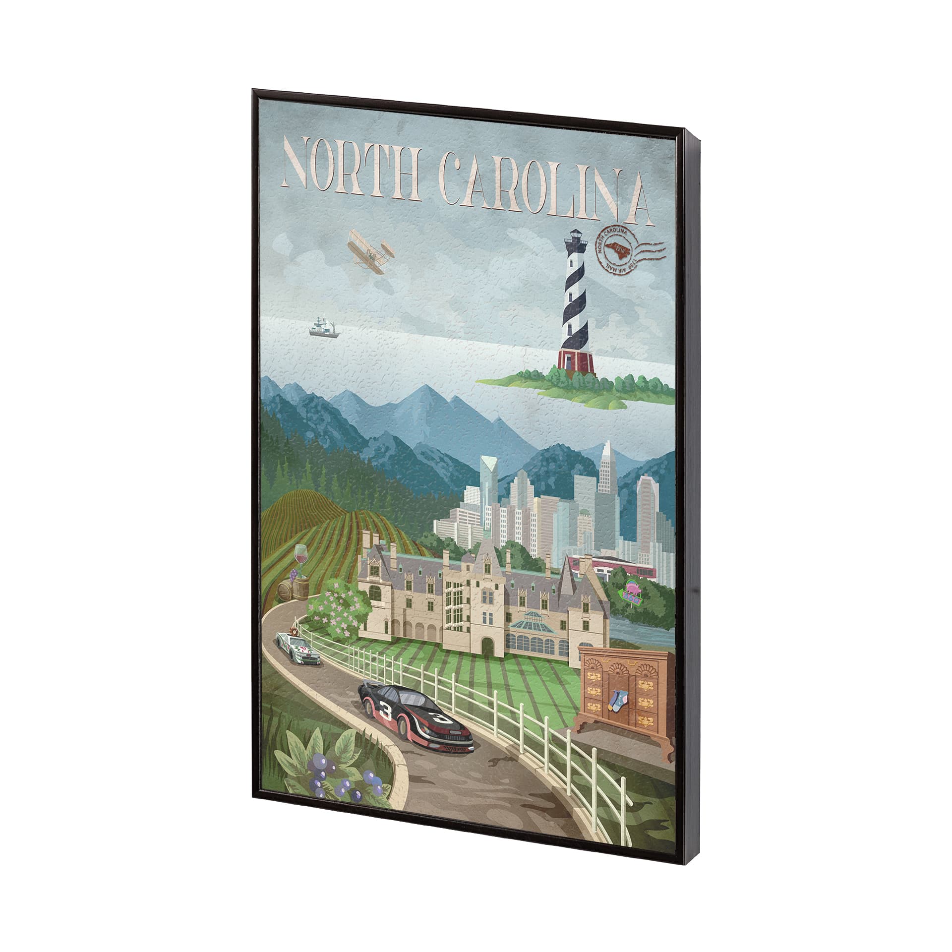 North Carolina by Mercana Studio a Hand Embellished Textured Framed Art Print — product photograph