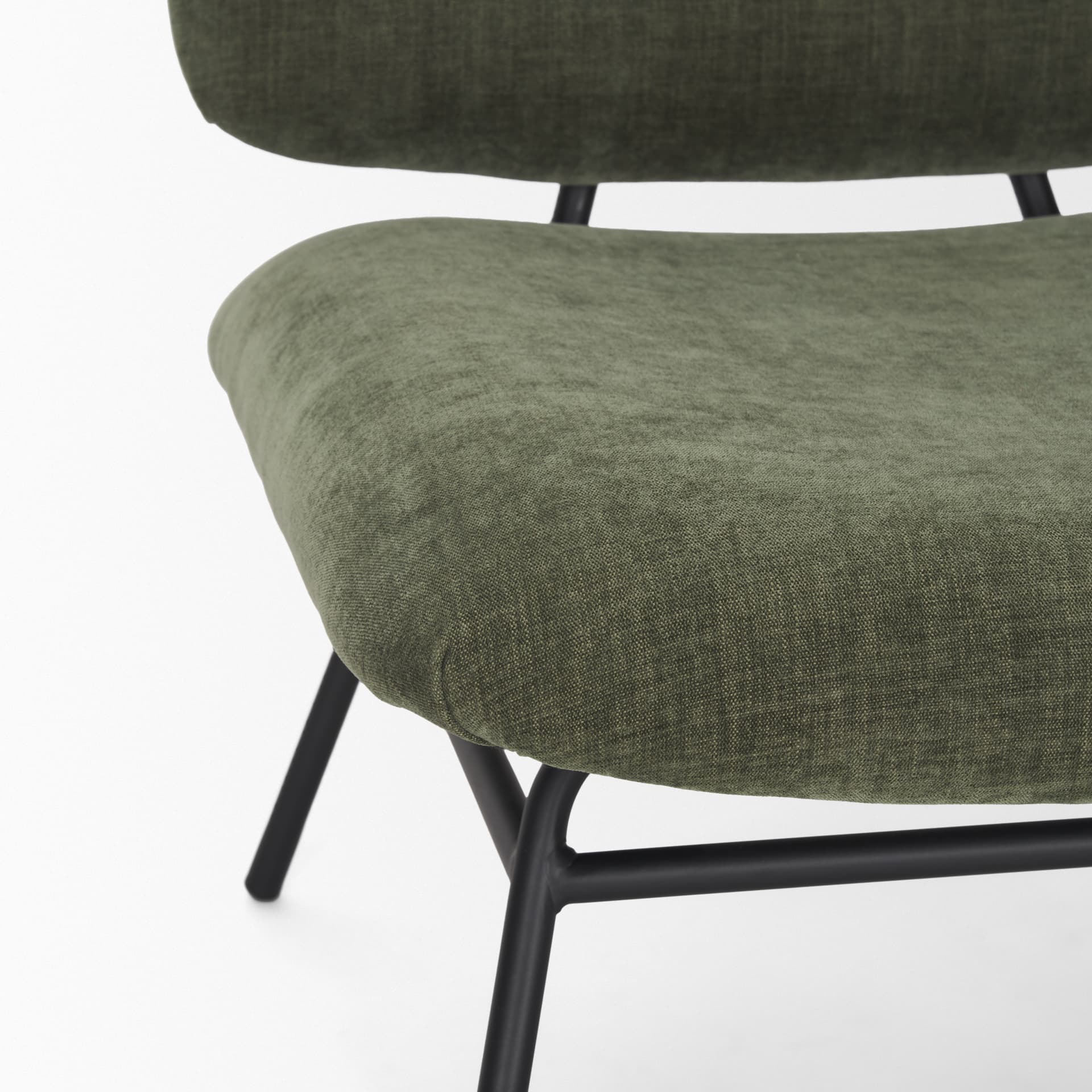 Nora Forest Green Fabric w/ Matte Black Metal Legs Accent Chair — product photograph