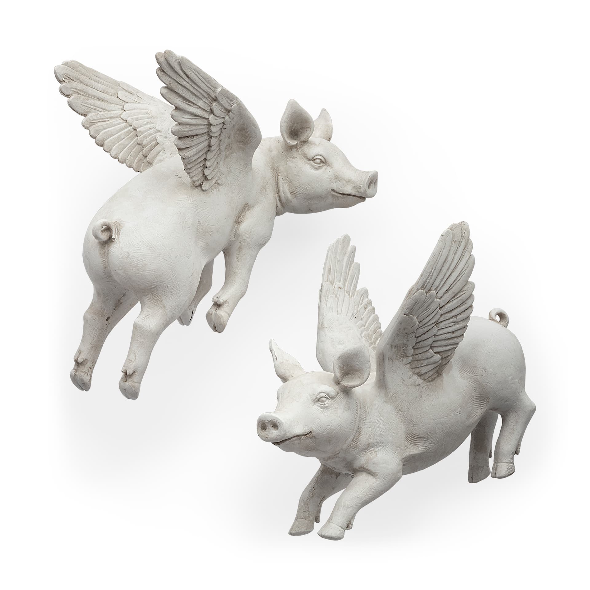 Hogbadi Set of 2 White Flying Pigs — product photograph