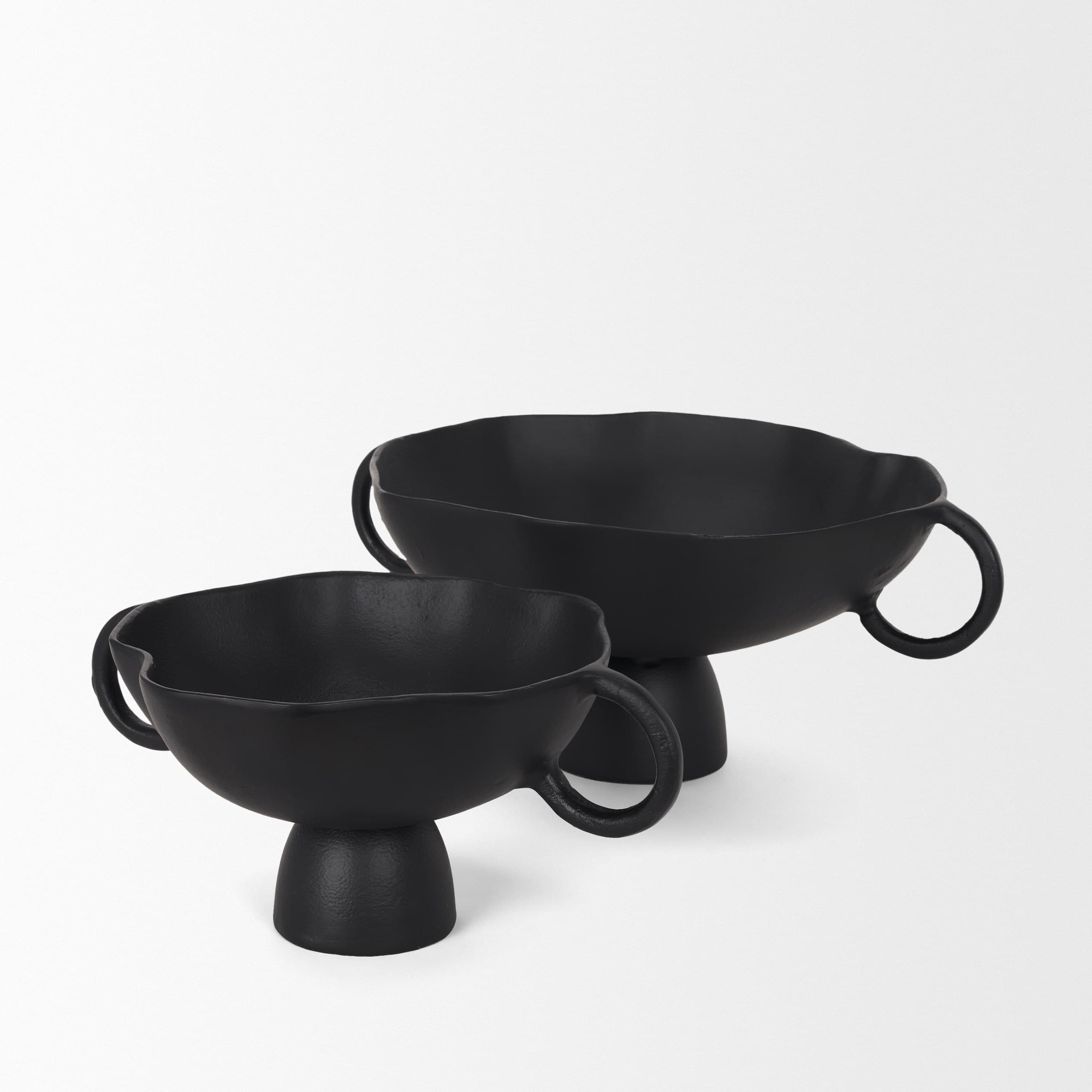 Radka Large Matte Black Metal Decorative Bowl — product photograph
