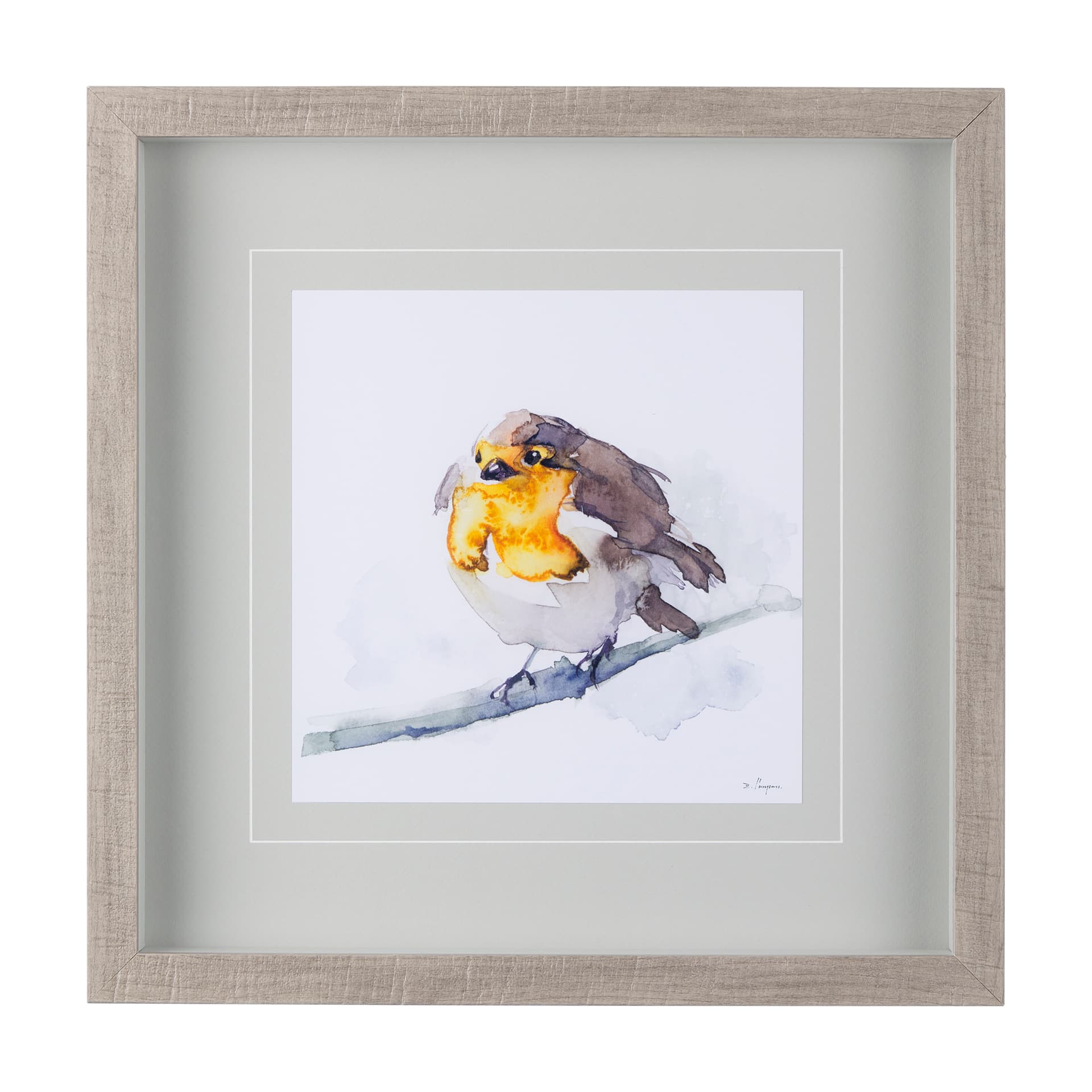 Robin III by Mercana Studio a Hand Embellished Textured Framed Art Print Matted under Glass — product photograph