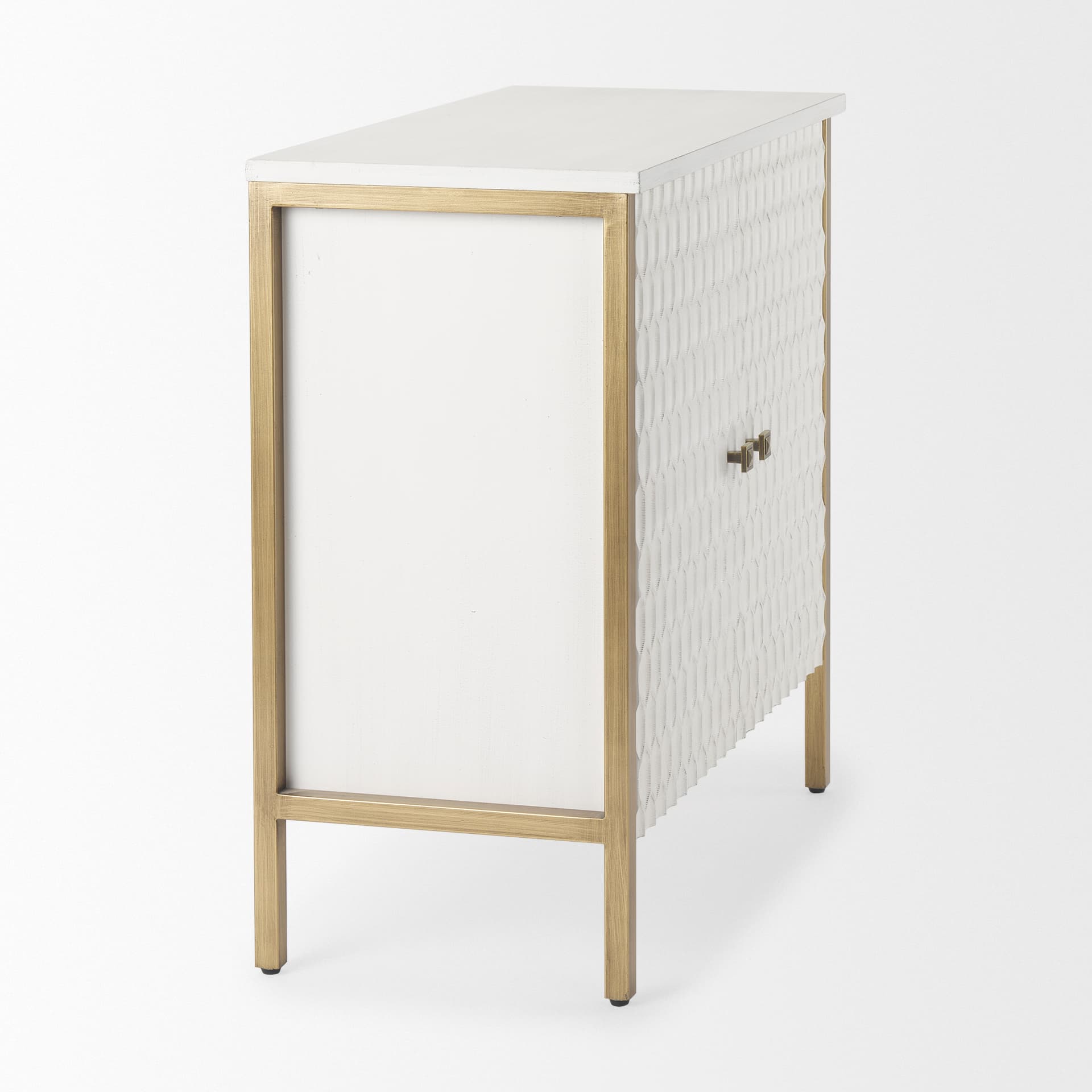 Savannah White Fir Veneer w/ Gold Metal Accent 2-Door Accent Cabinet — product photograph