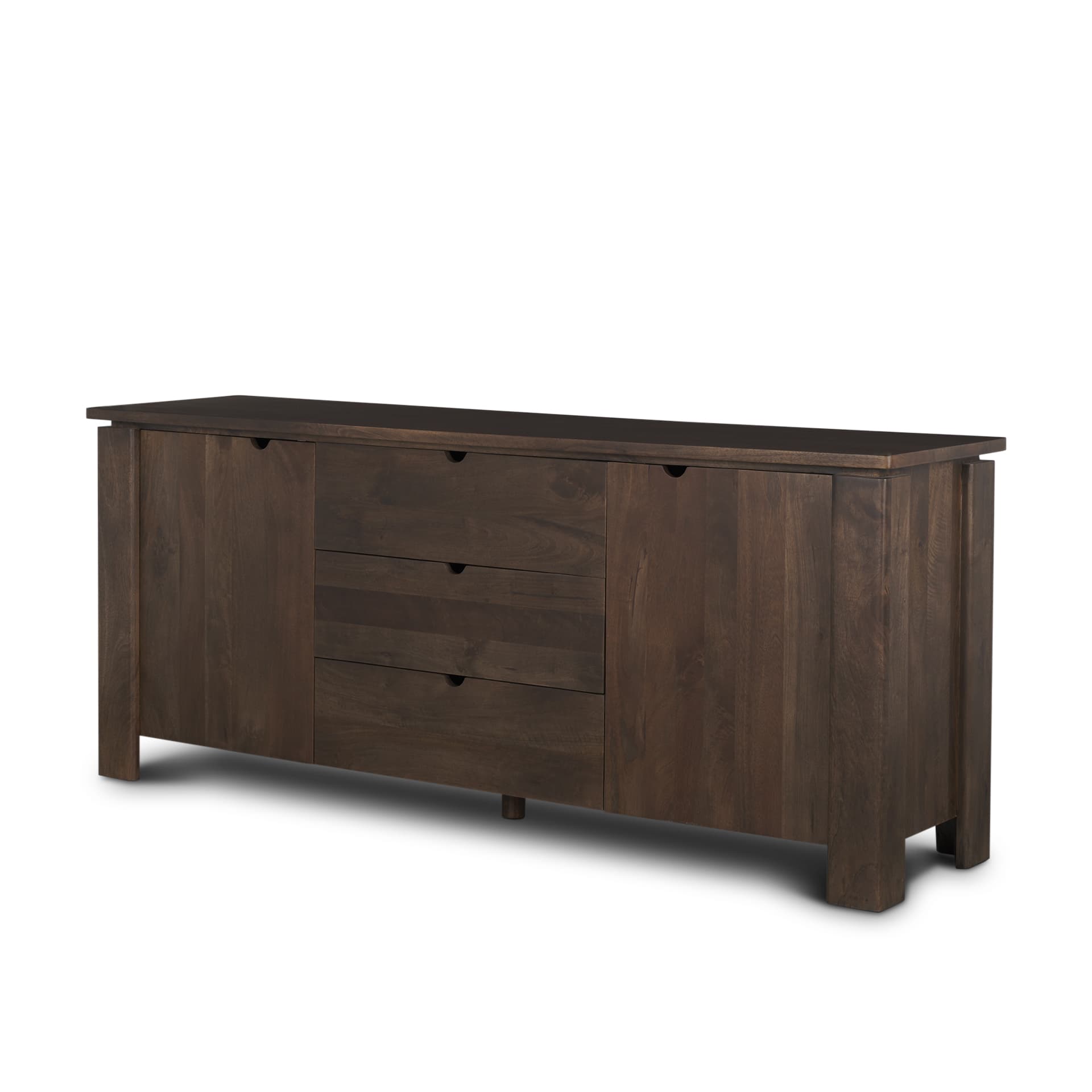 Wallen 2 Door Solid Dark Brown Wood w/ 3 Drawers Sideboard — product photograph