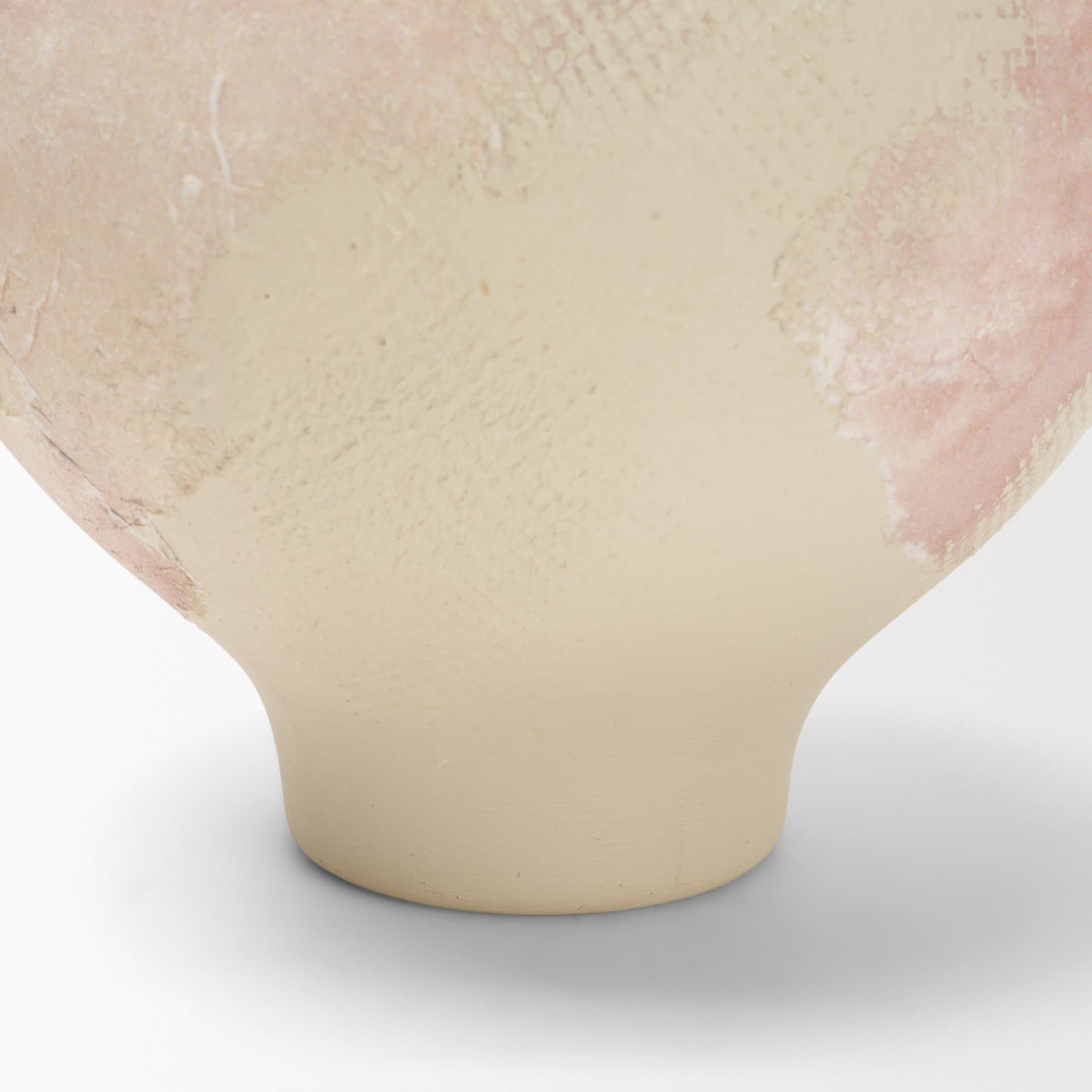 Velo Cream w/Blush Pink Hand-Painted Terracotta Decorative Vase — product photograph