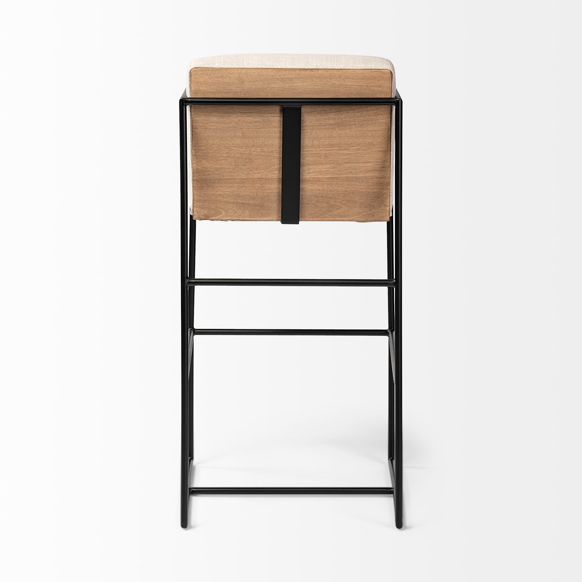 Stamford Backless 40in Seat Bar Stool | Beige Fabric w/ Black Metal — product photograph