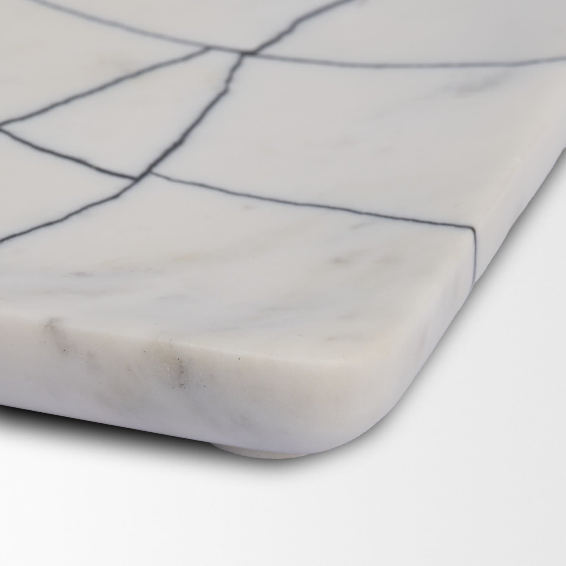 Tratto Rectangular White Marble Decorative Tray — product photograph