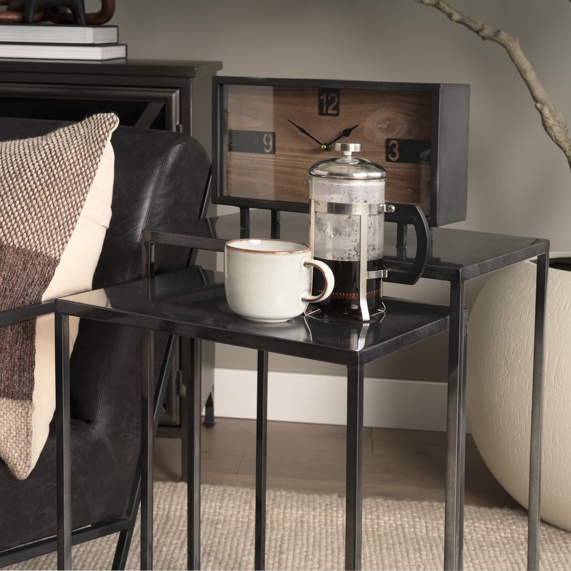 Kasey (Set of 2) 17.7L x 12.6W x 24.4H Galvanized Metal Nesting Accent Tables — product photograph