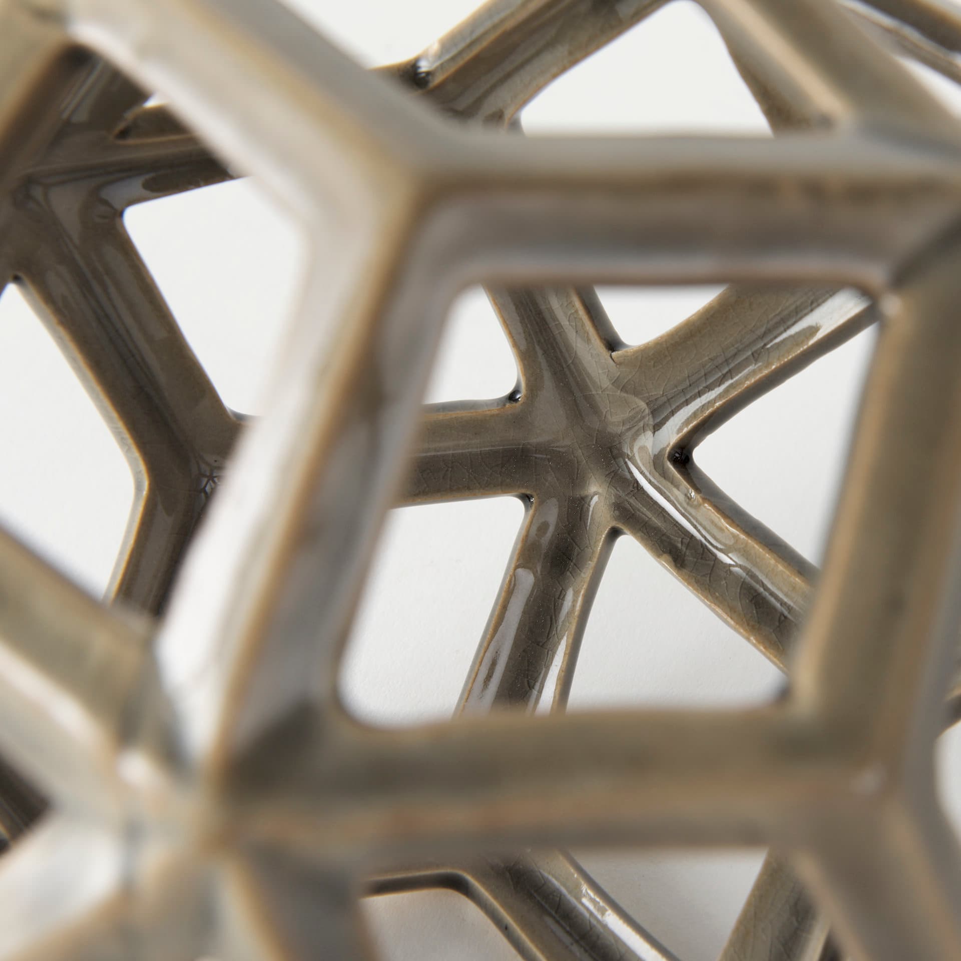 Geom 7.1L x 7.1W x 7.1H Tan Ceramic Geometric Object — product photograph