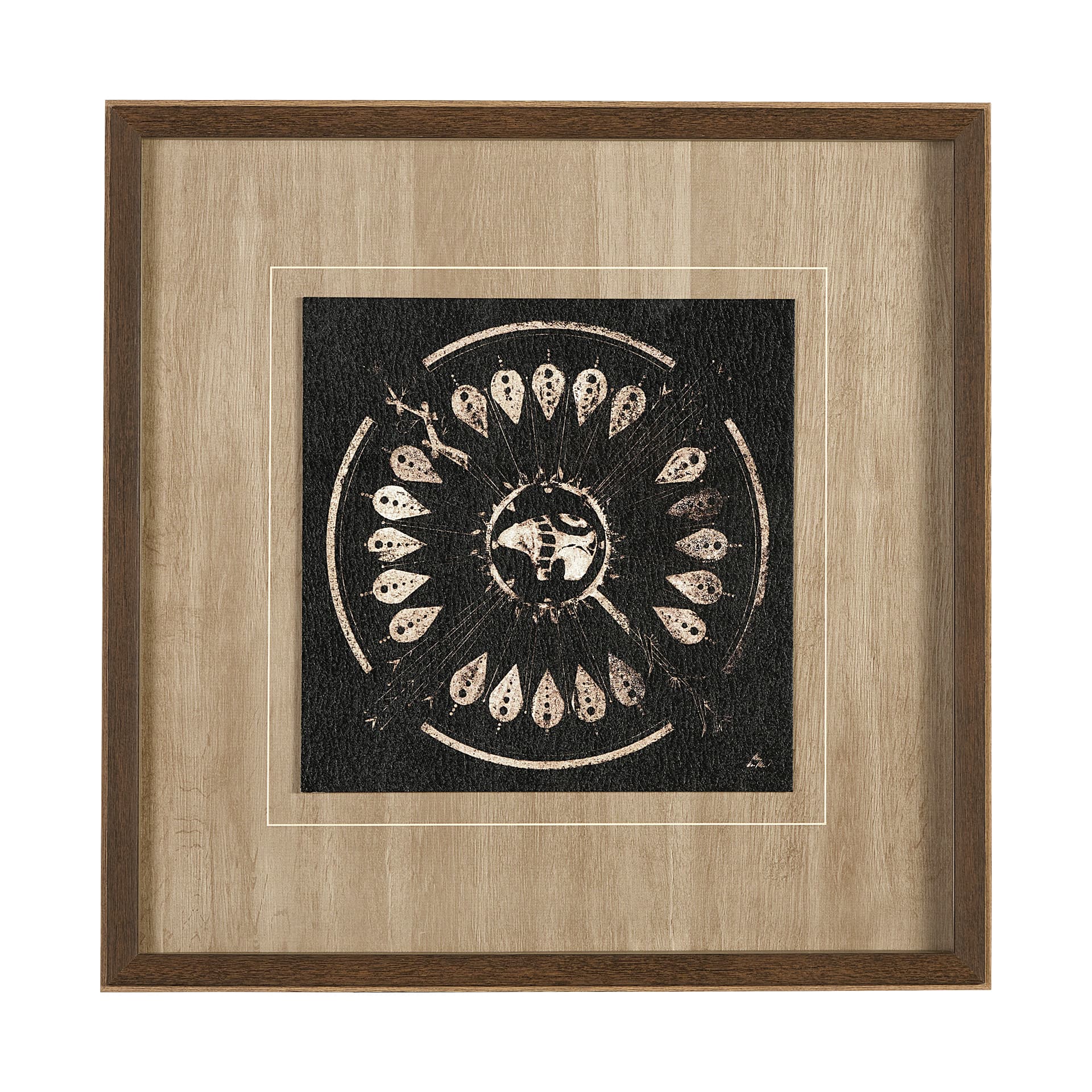 Sandpainting-Ink II by Mercana Studio Hand Embellished Textured Framed Art Print Matted under Glass — product photograph