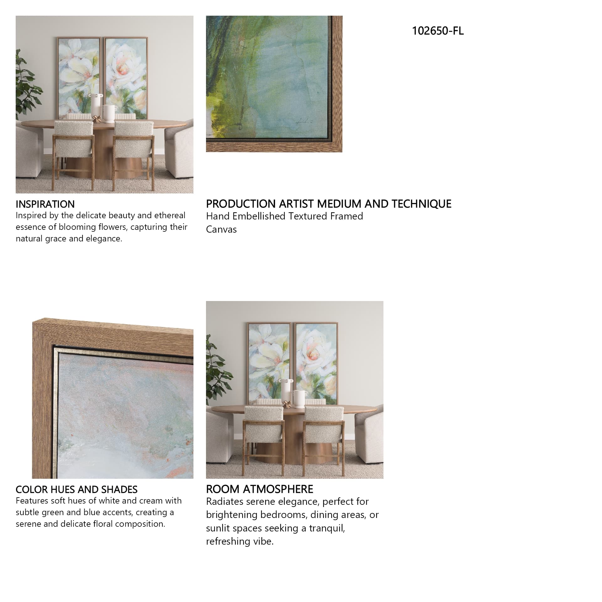 Aromatic Magnolia by Mercana Studio a Hand Embellished Textured Framed Canvas — in a styled room