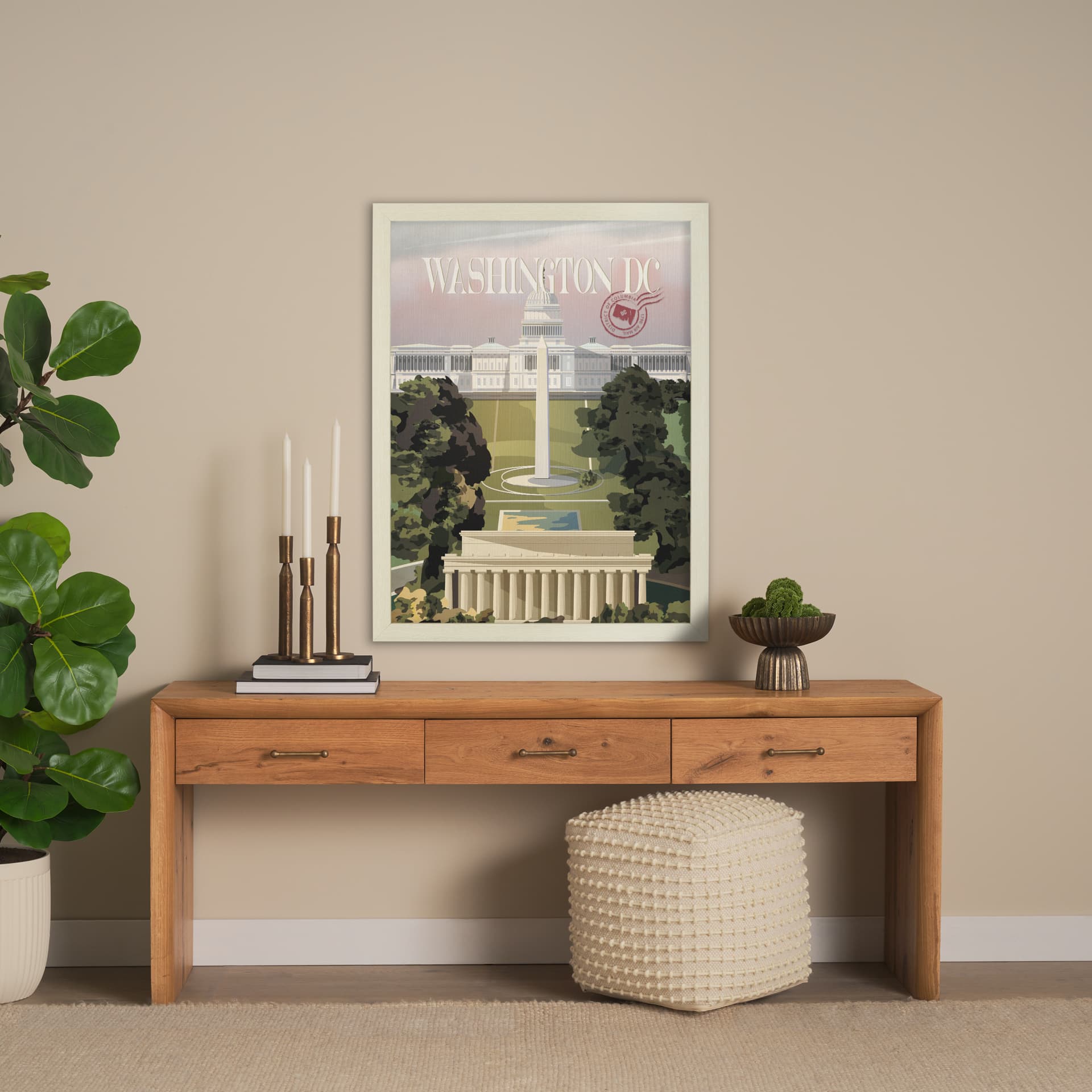 Washington DC Go USA (L) by Mercana Studio a Hand Embellished Decograph Framed Art Print — in a styled room