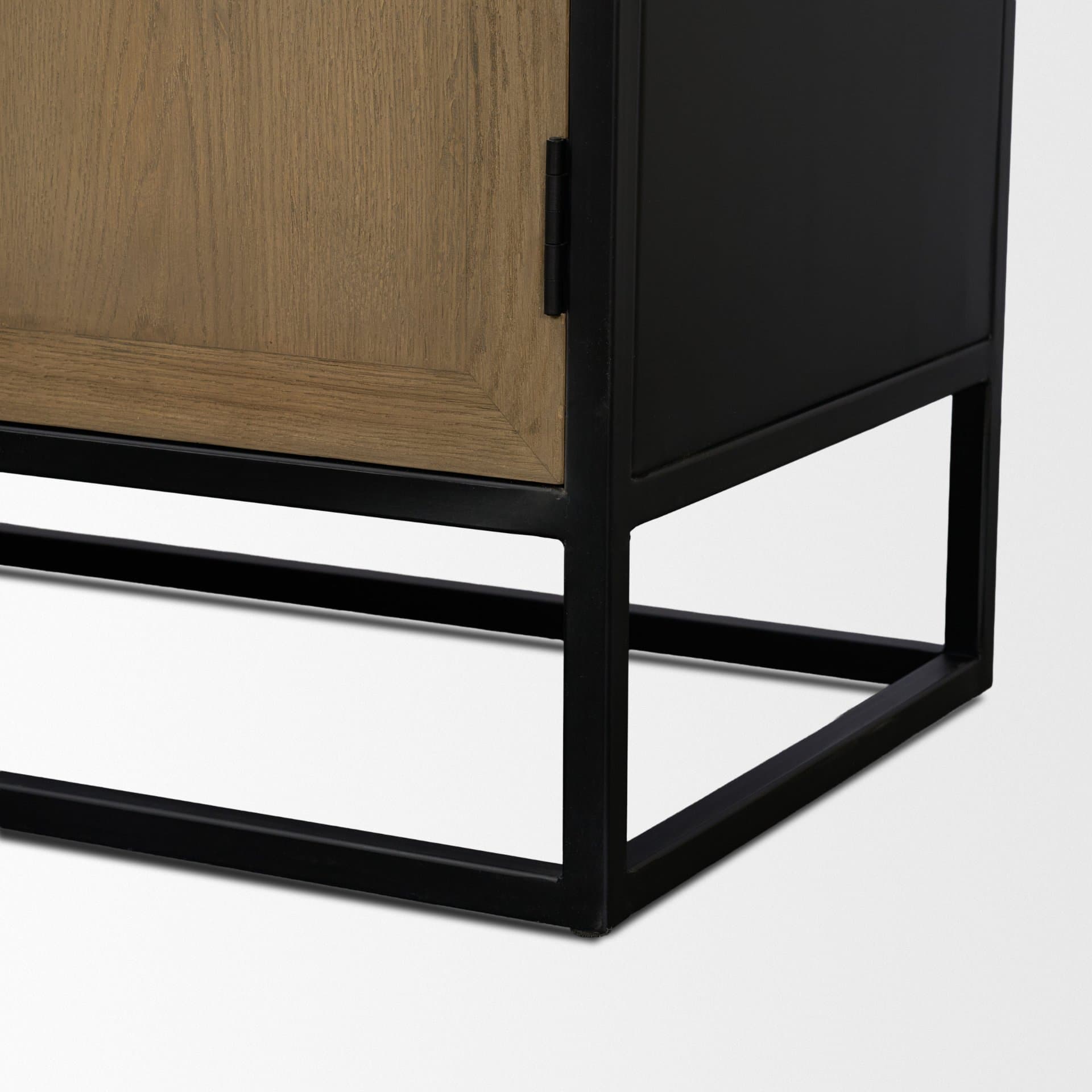 Sloan 40.0W Light Brown W/Black Metal Frame Accent Cabinet — product photograph
