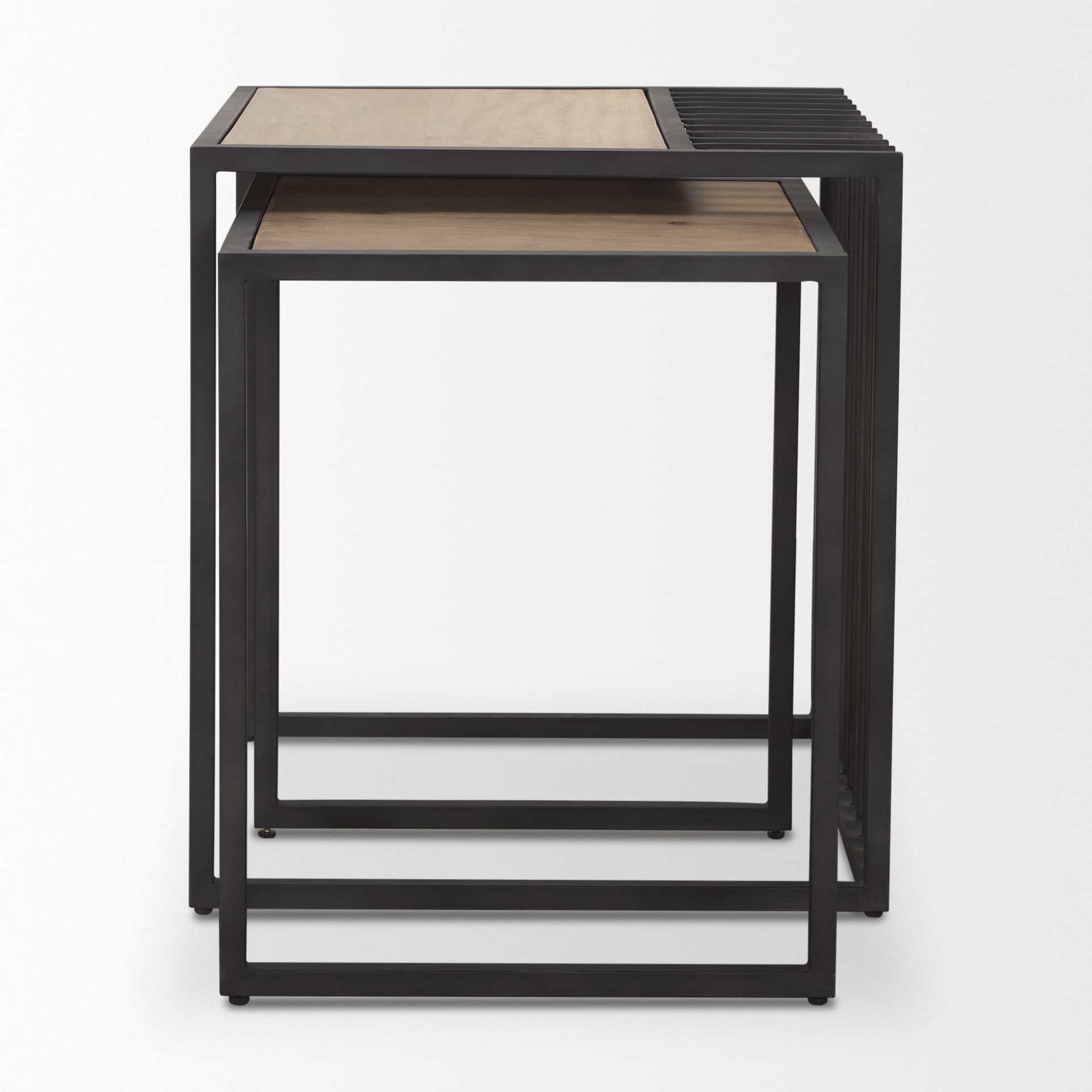 Miles Black Metal w/ Light Wood Nesting End/Side Table — product photograph