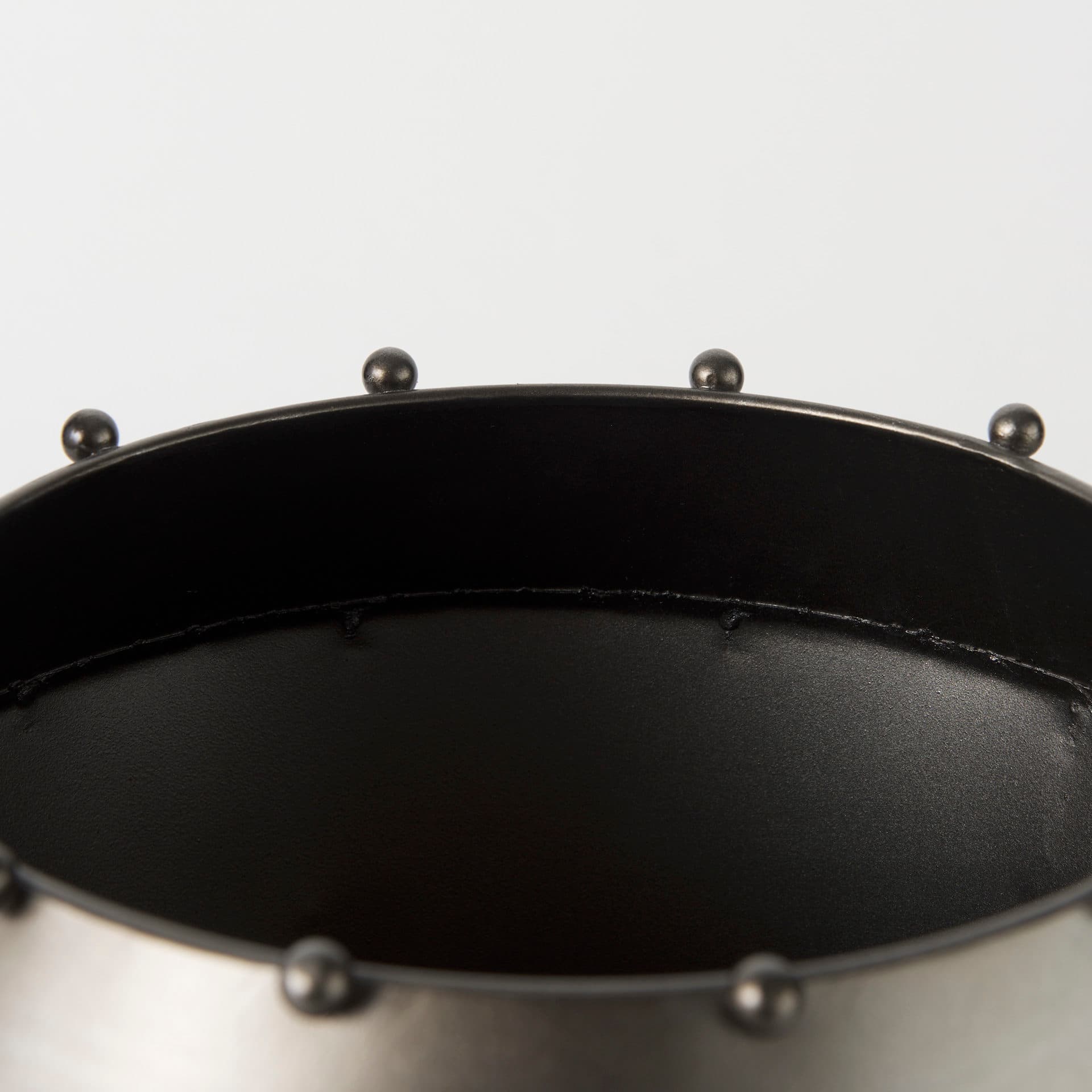 Elio 12.2H Large Gun Metal Gray Metal W/Studs Vase — product photograph