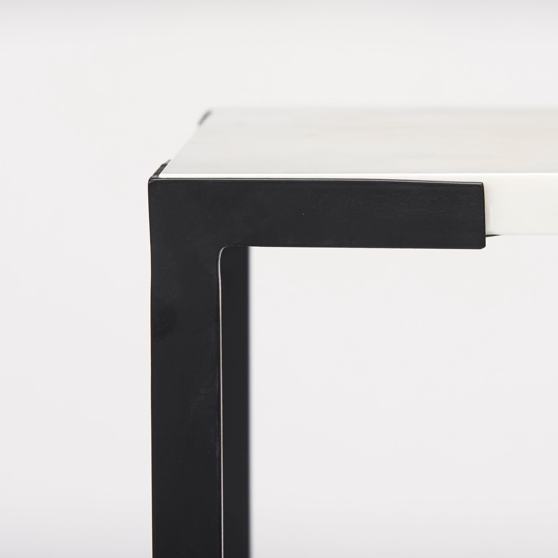 Lucas III (Set of 2) 15L x 15W; 12L x 12W White Marble W/Black Iron Frame Accent Tables — product photograph
