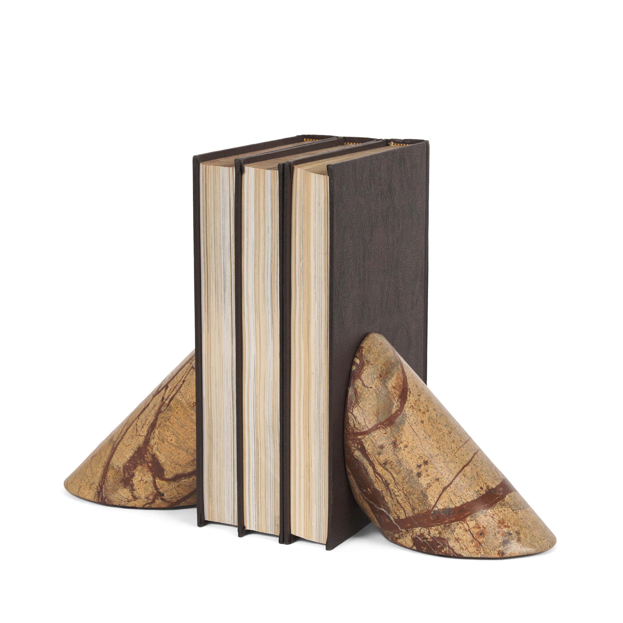 Rahima Brown Forest Marble Angled Bookends — product photograph