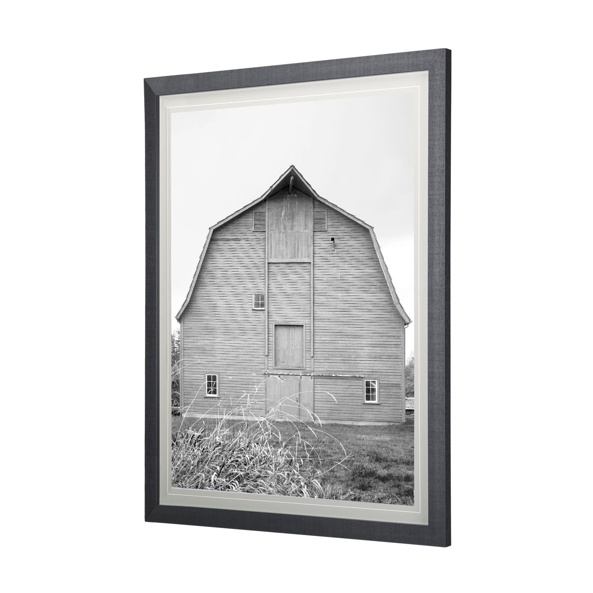 Grey & White Barn Ii by Mercana Studio Hand Embellished Textured Framed Photo Art Print Matted under — product photograph
