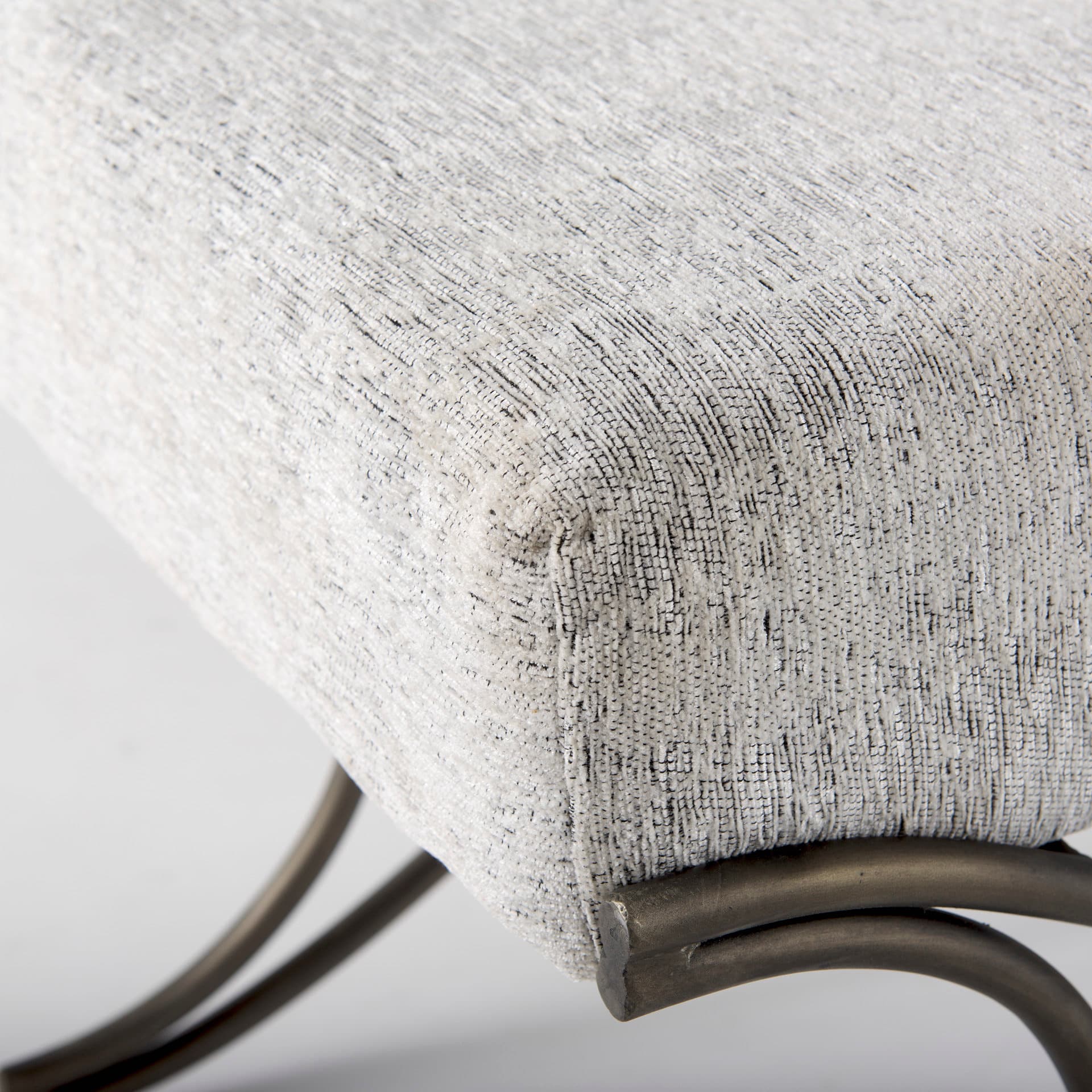 Ayla 55L x 17.6W x 18H Dark Gray Fabric Seat W/ Dark Nickel Metal Frame Bench — product photograph