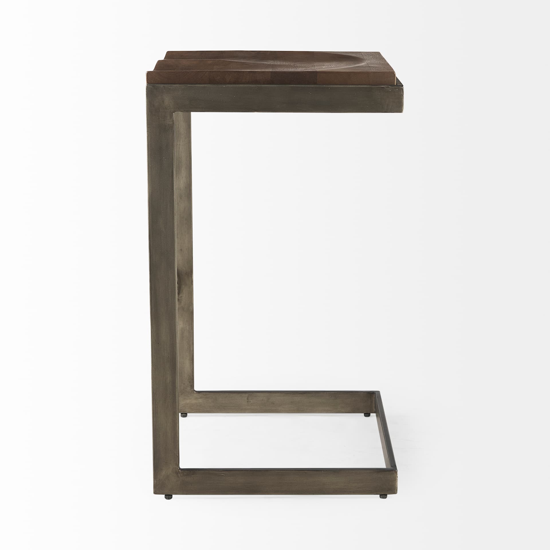 Kiran Backless 30in Seat Bar Stool | Brown Wood w/ Antique Nickel — product photograph