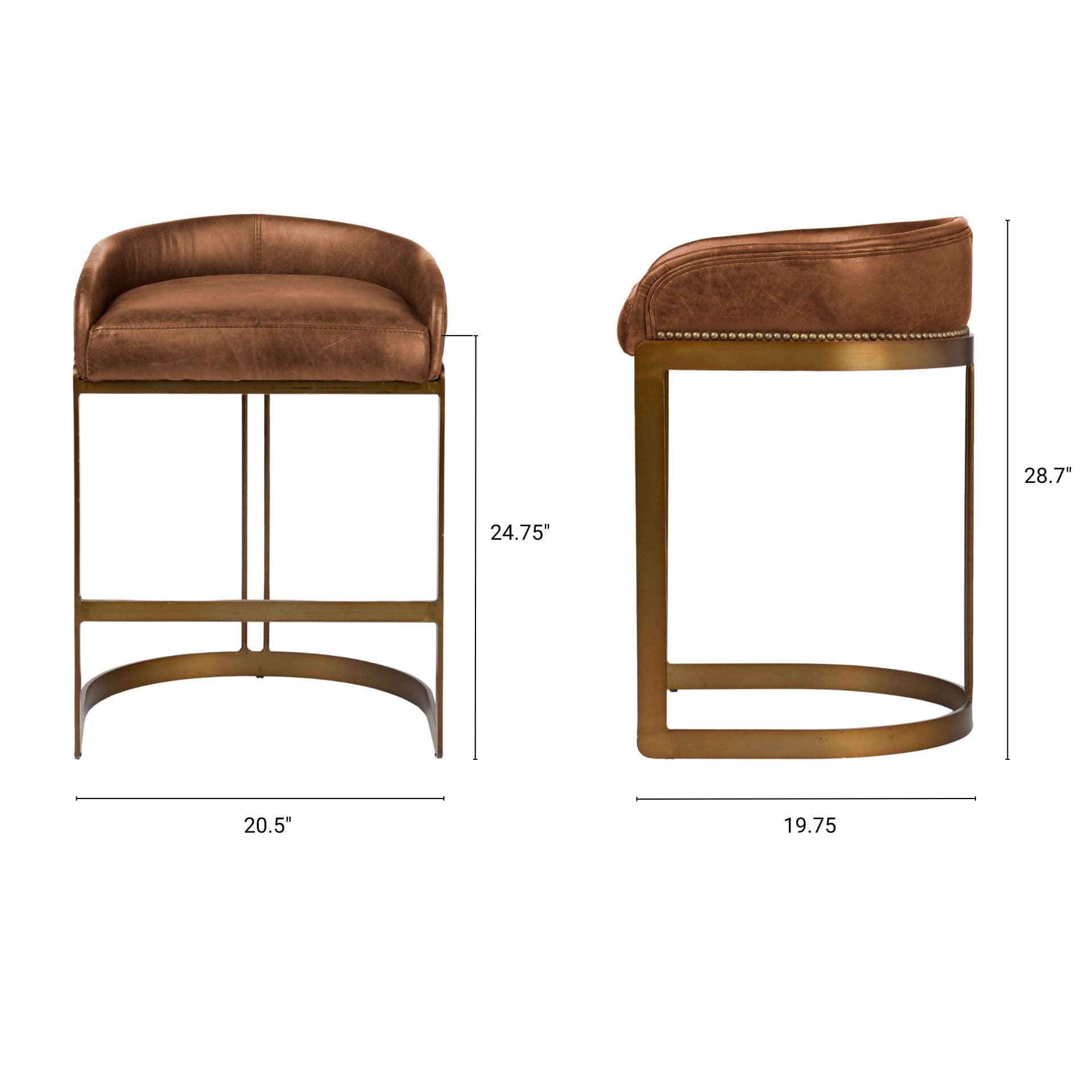 Hollyfield Backless 24.75in Seat Counter Stool | Cognac Brown Leather — product photograph