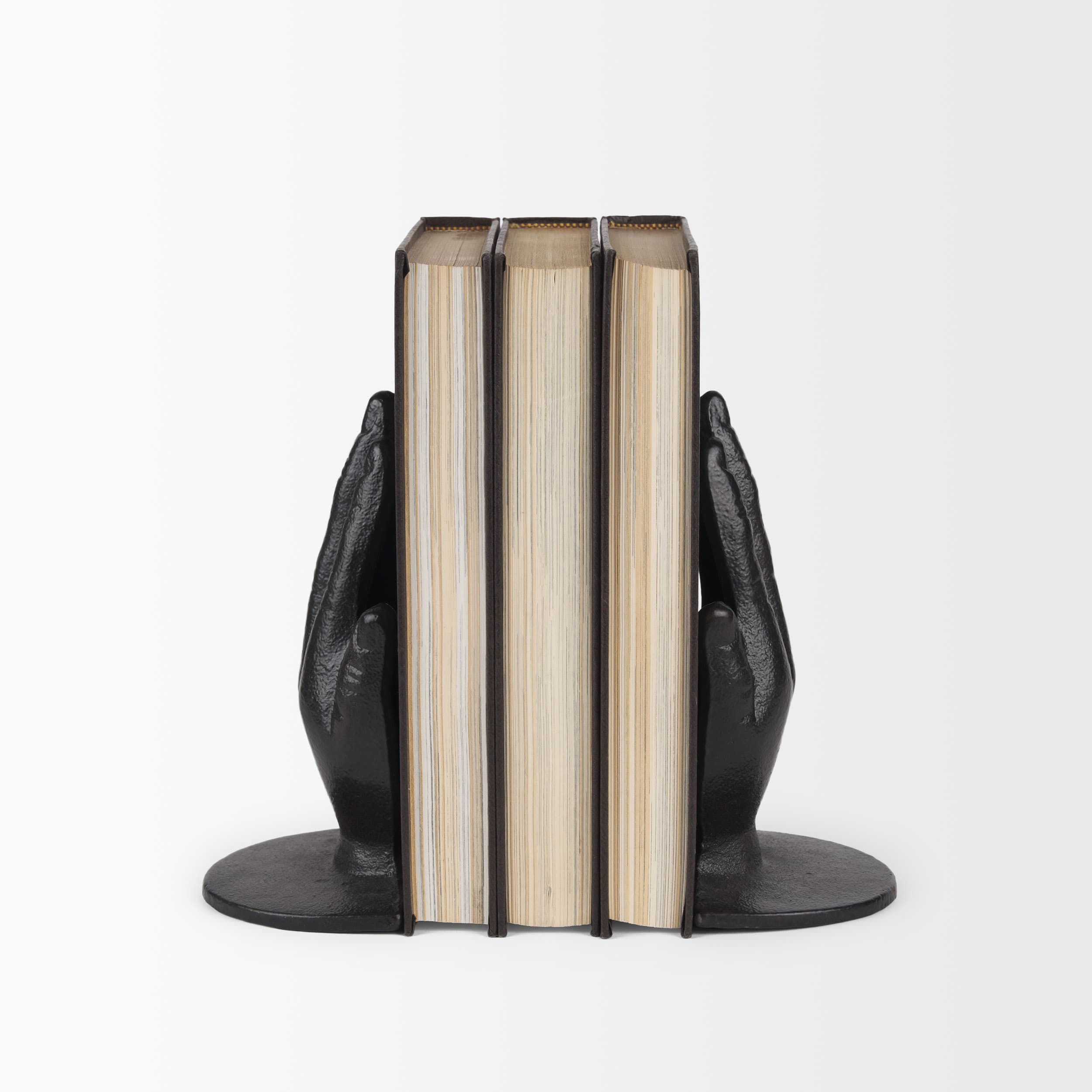 Praying Hands Bronze Cast Iron Book Ends — product photograph